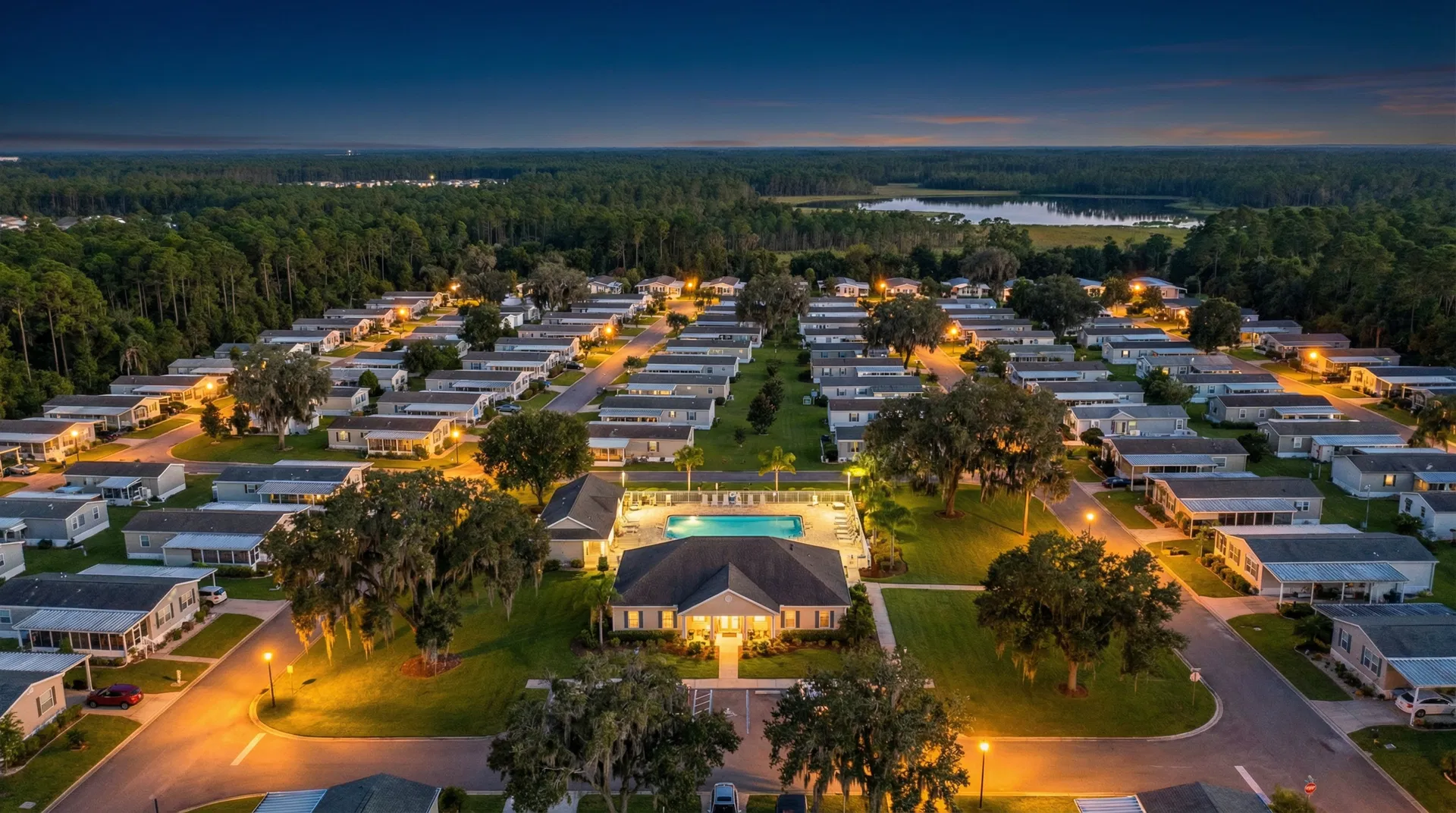 Aerial drone photography of mobile home community in North Florida — Park View Aerials