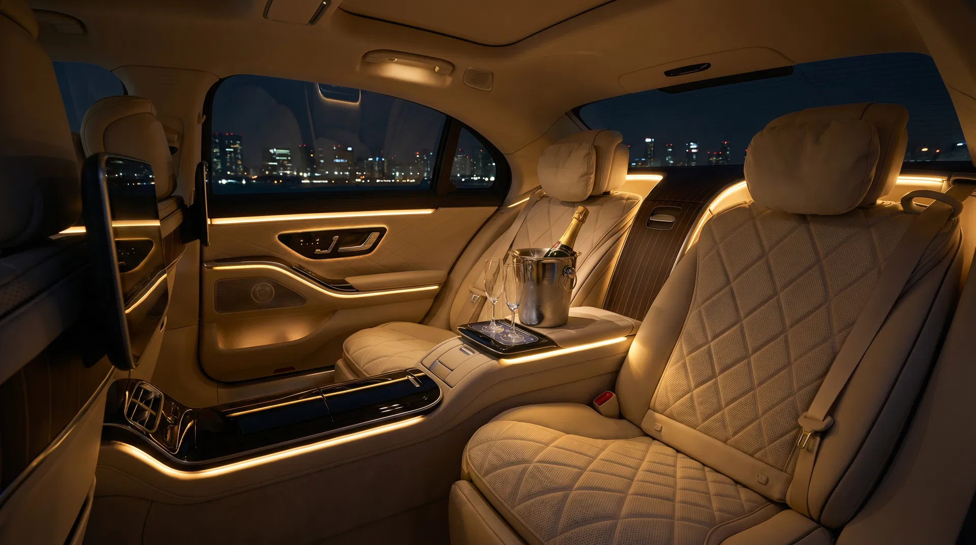 Luxurious interior of a Mercedes-Benz S-Class