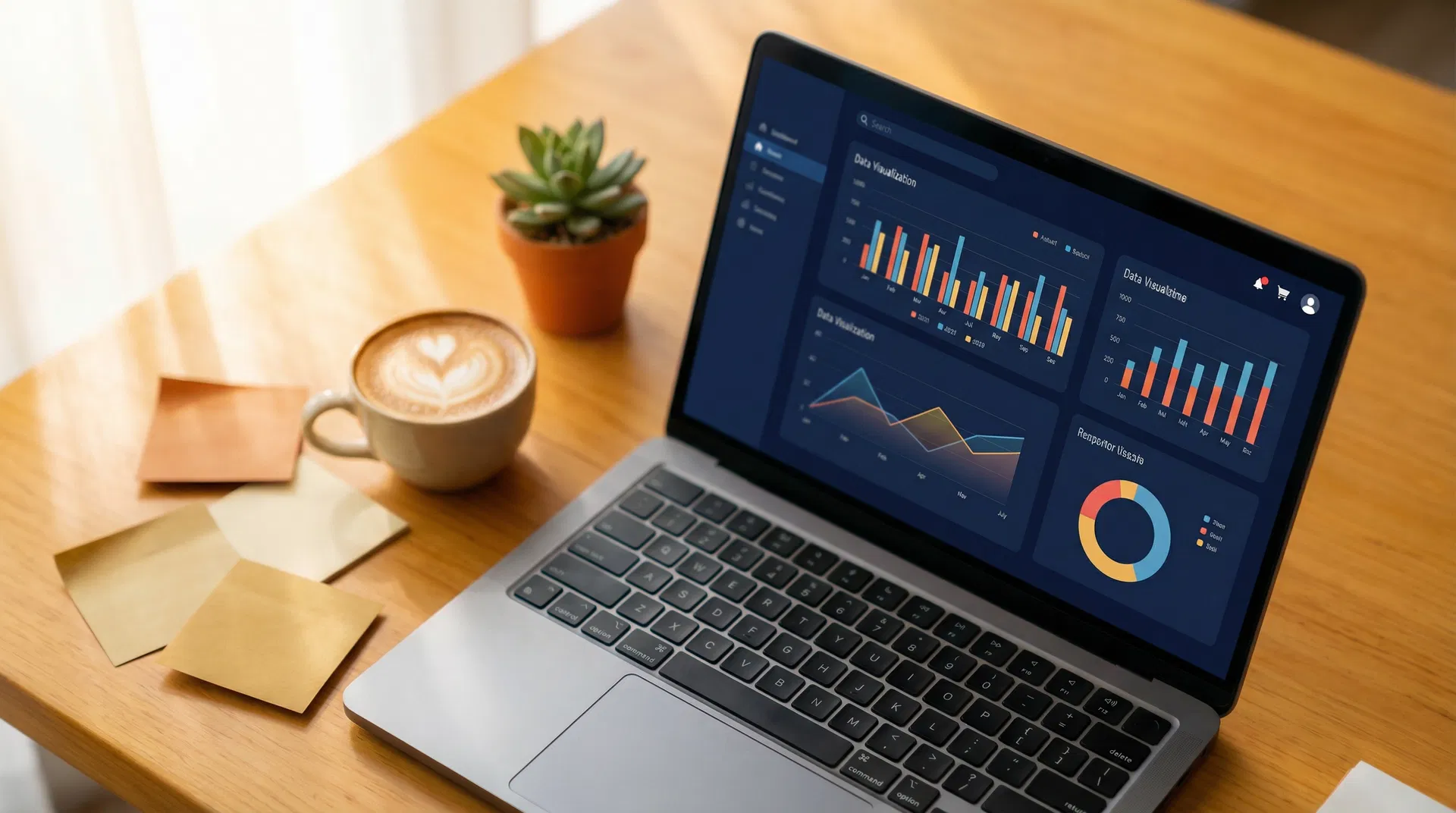 Digital marketing analytics dashboard on a modern workspace