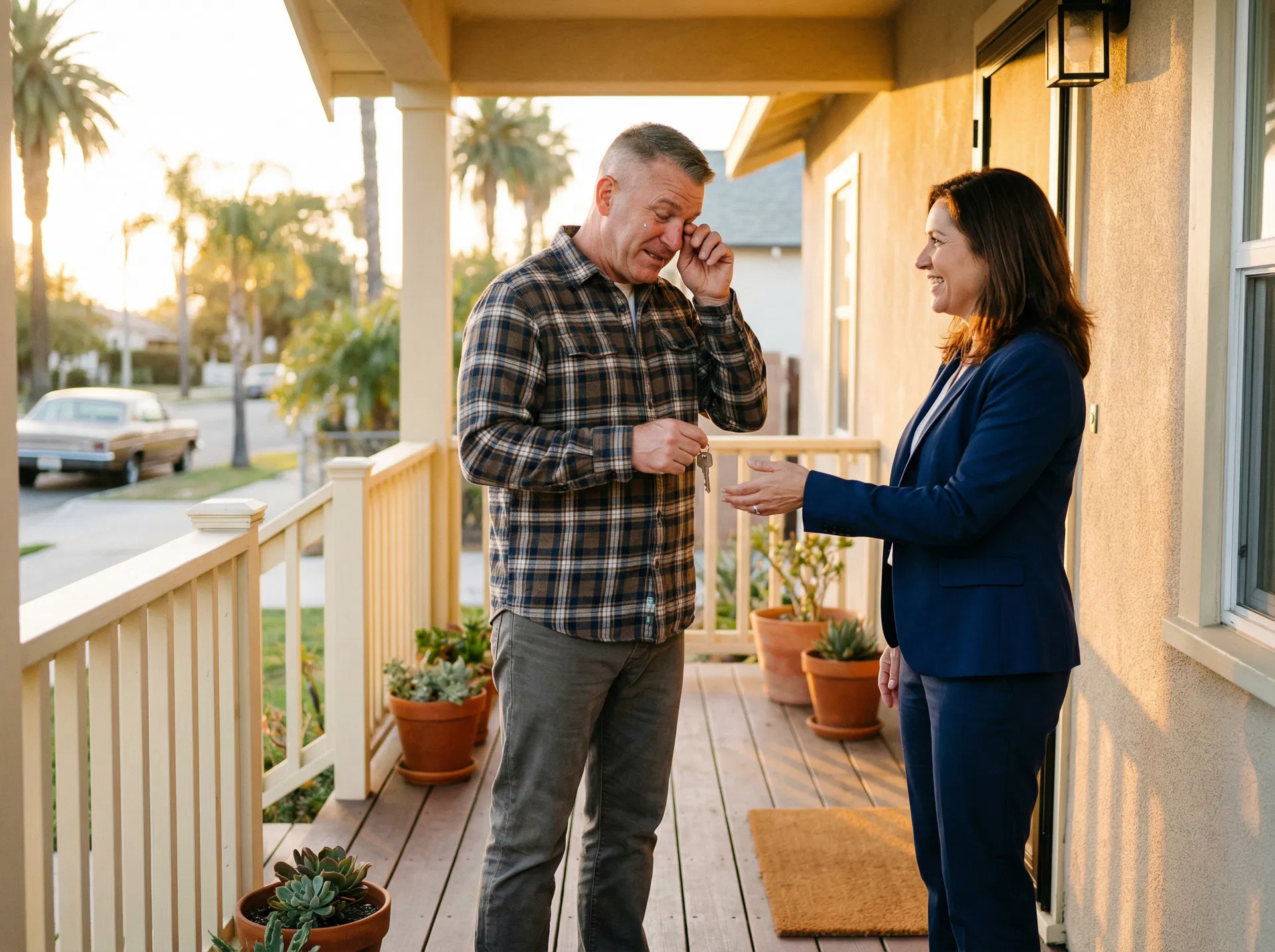 Veteran receiving keys to a renovated home
