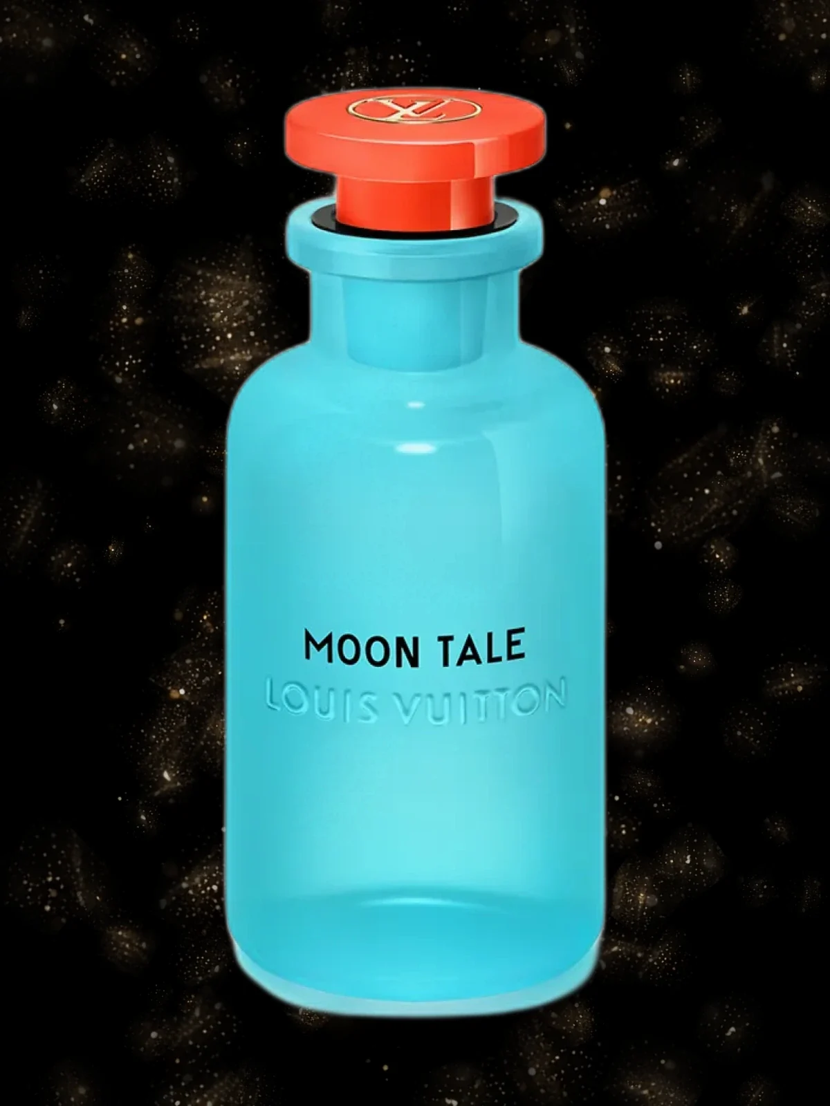 Louis Vuitton Moon Tale 100ml Eau de Parfum with orange box on a black background