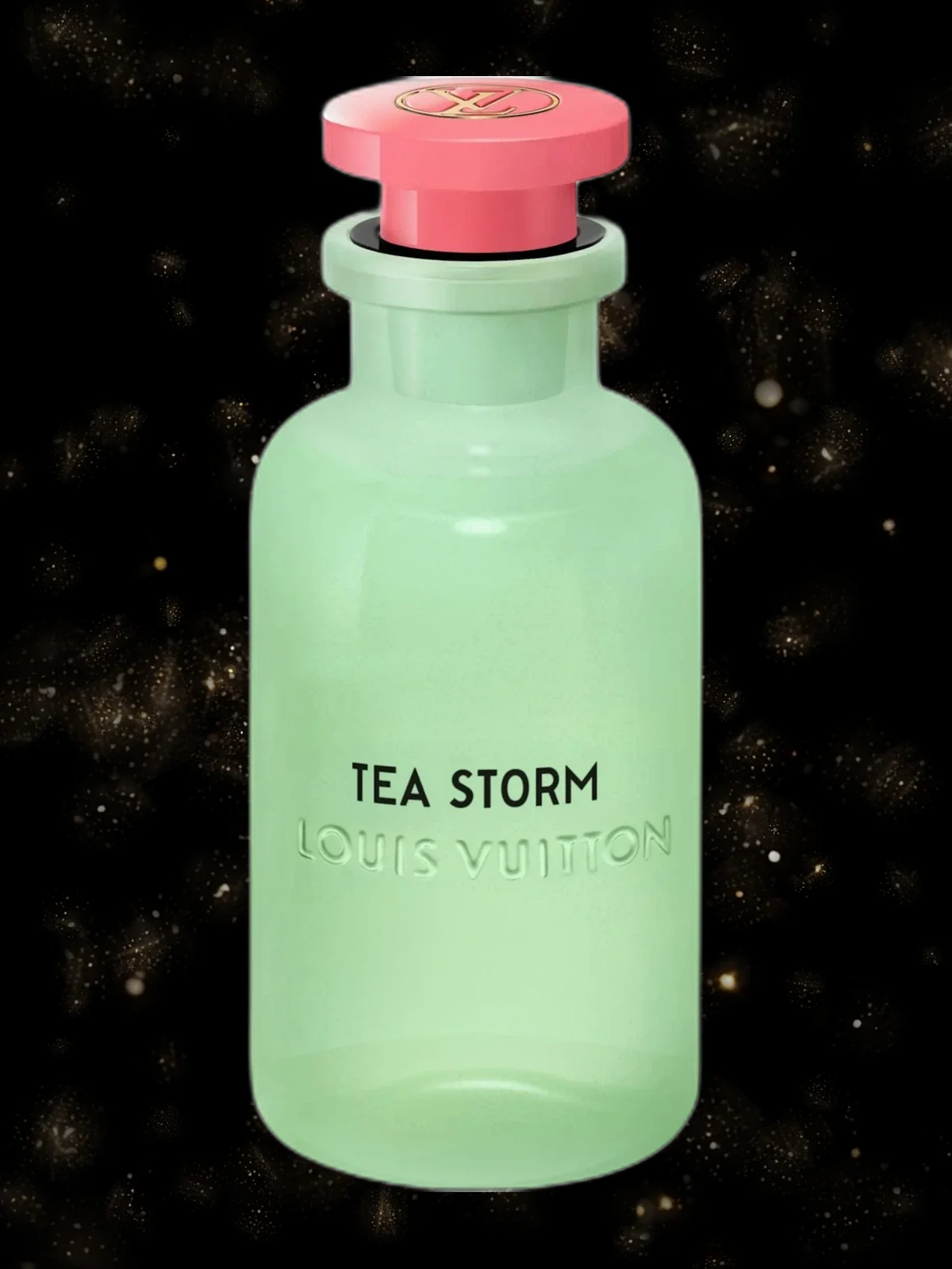 Louis Vuitton Tea Storm 100ml Eau de Parfum with orange box on a black background