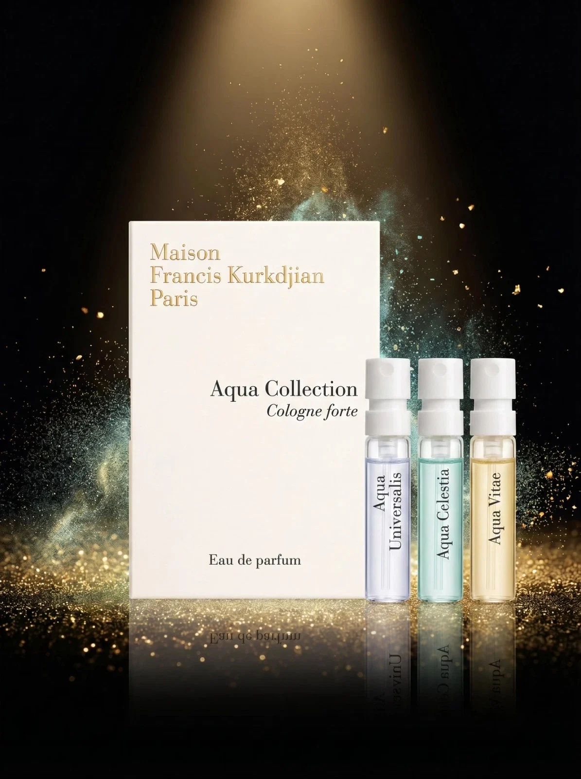 Maison Francis Kurkdjian Aqua Collection Cologne forte 3 × 2ml set with Aqua Universalis, Aqua Celestia, and Aqua Vitae