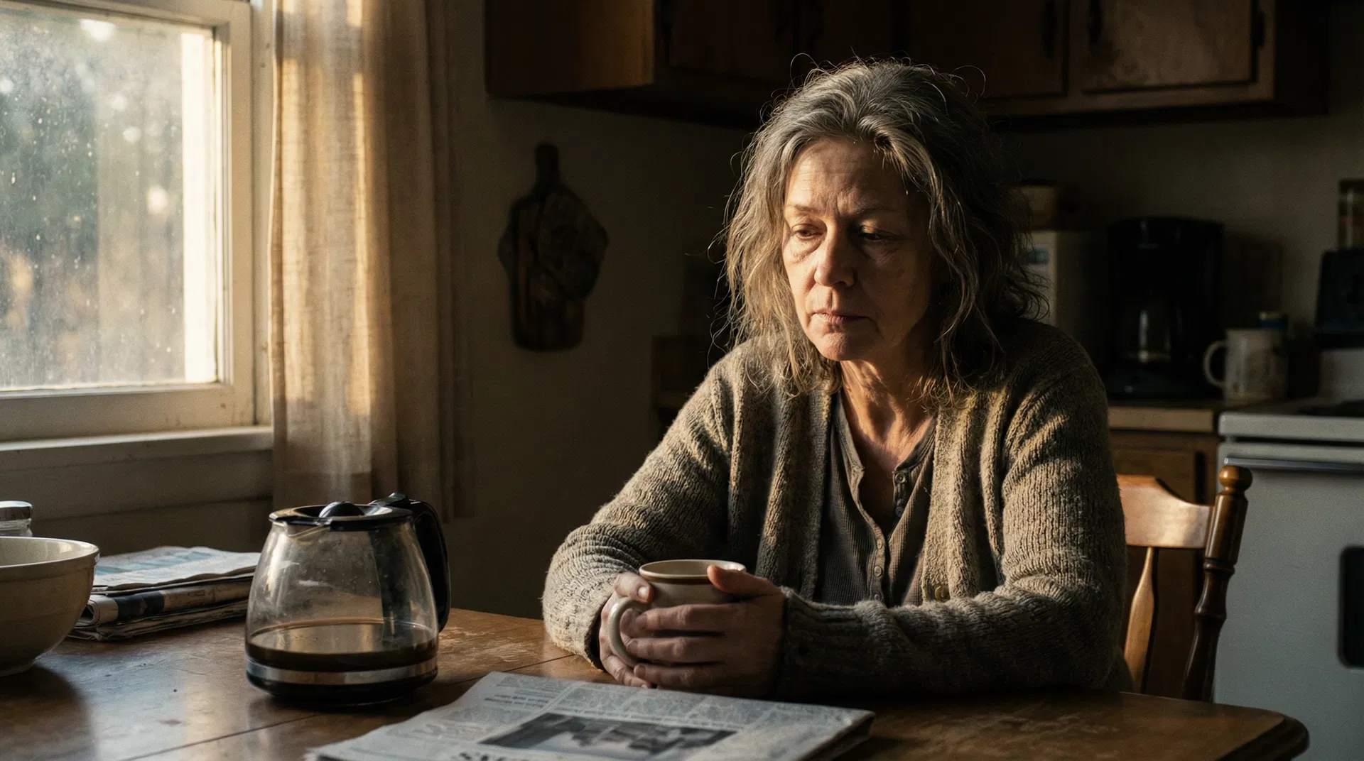 Pessoa exausta pela manhã, carregando o peso emocional de anos de dinâmica silenciosa