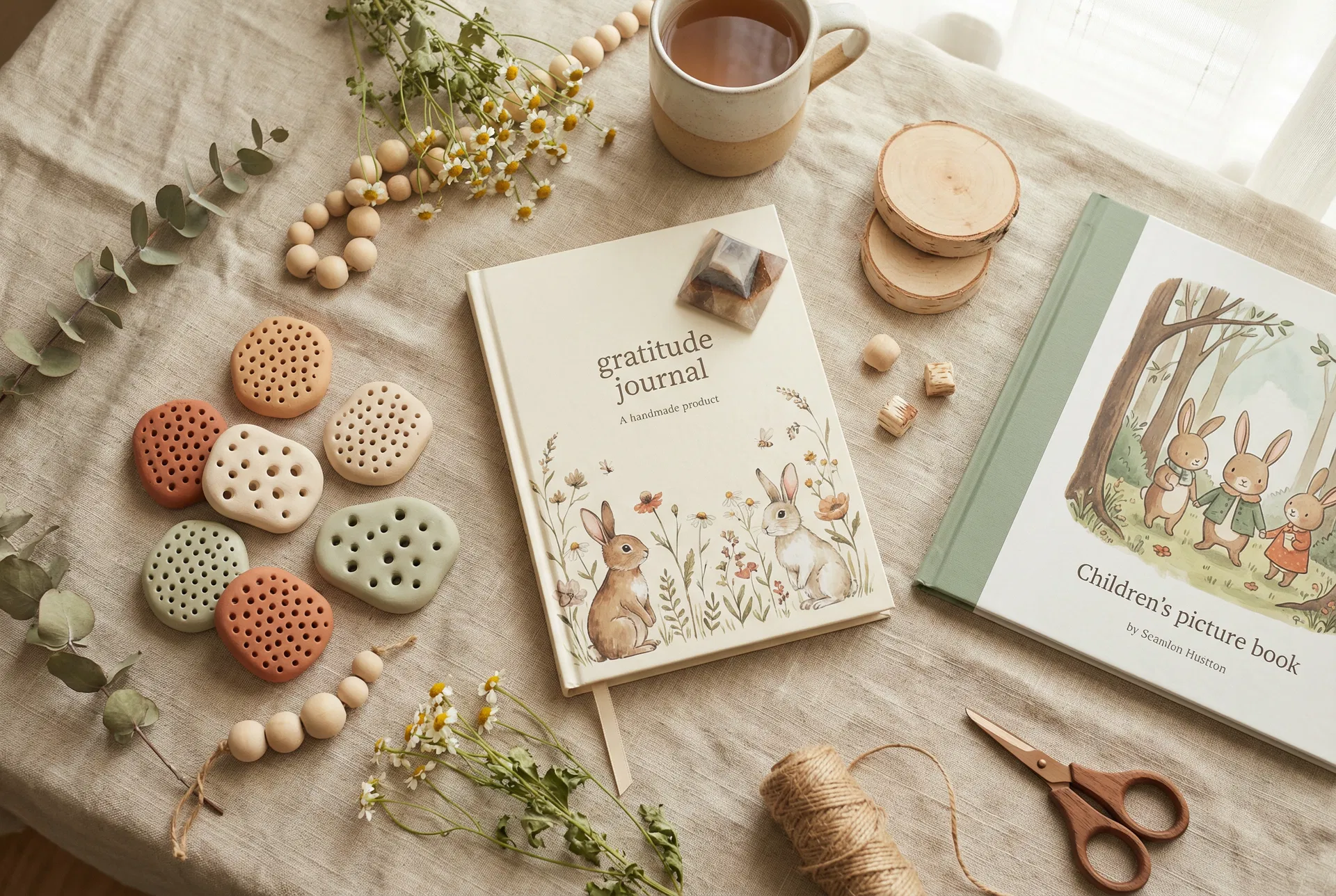 TWO BAOS 手作商品展示 - 感恩筆記、繪本、擴香石