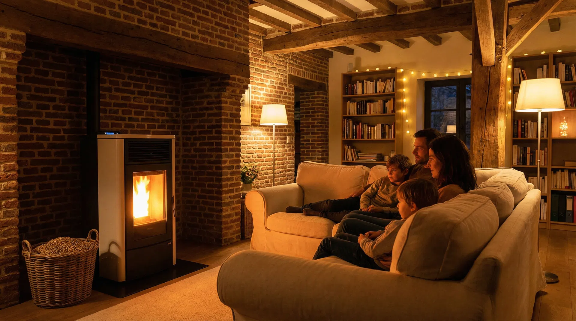 Gezin geniet van warmte