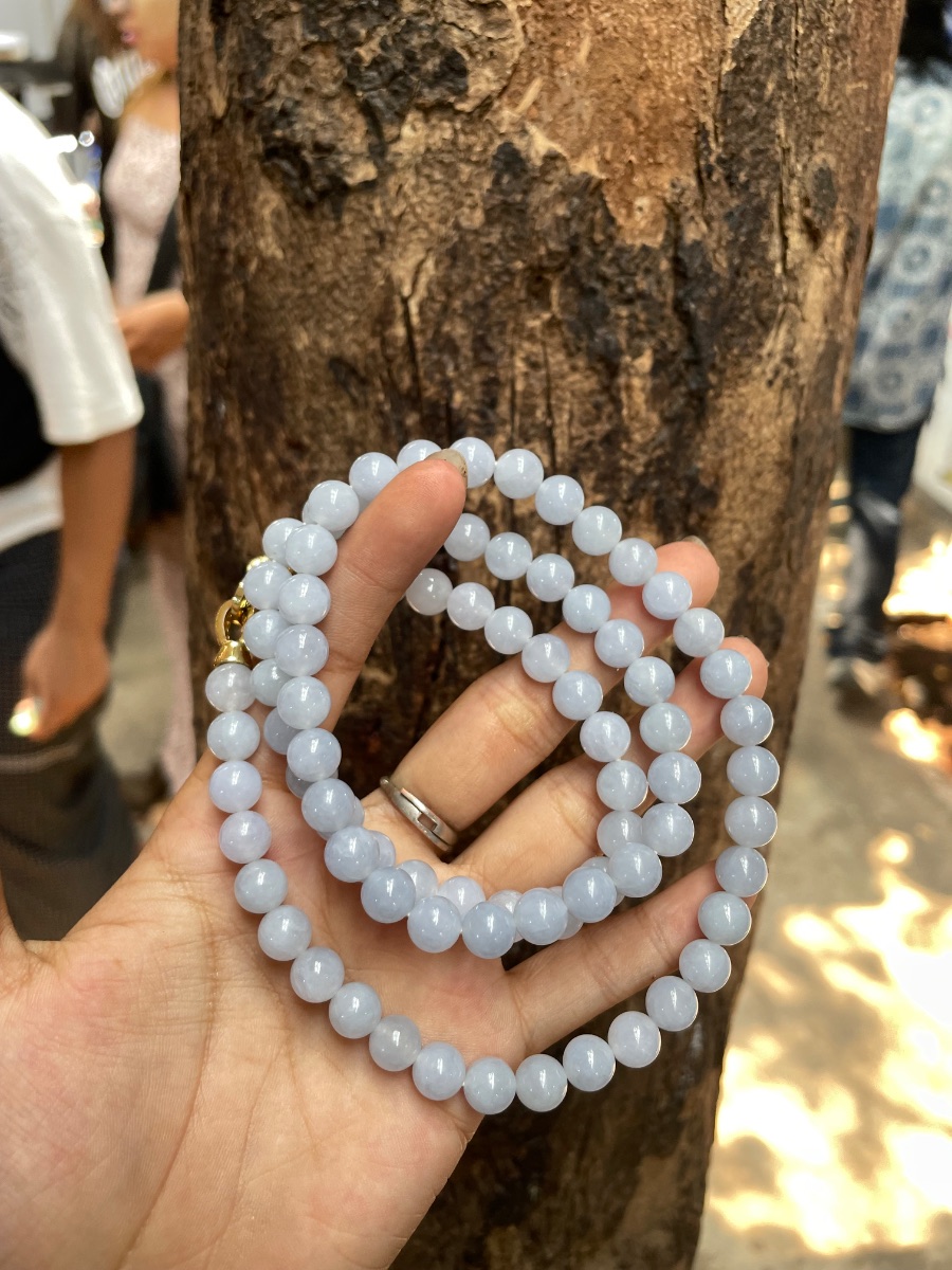 Natural Lavender Jade Bead Necklace