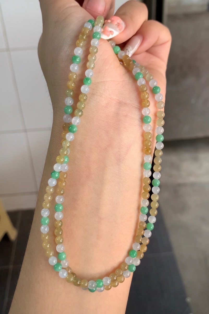   Multicolor Natural Jade Bead Necklace