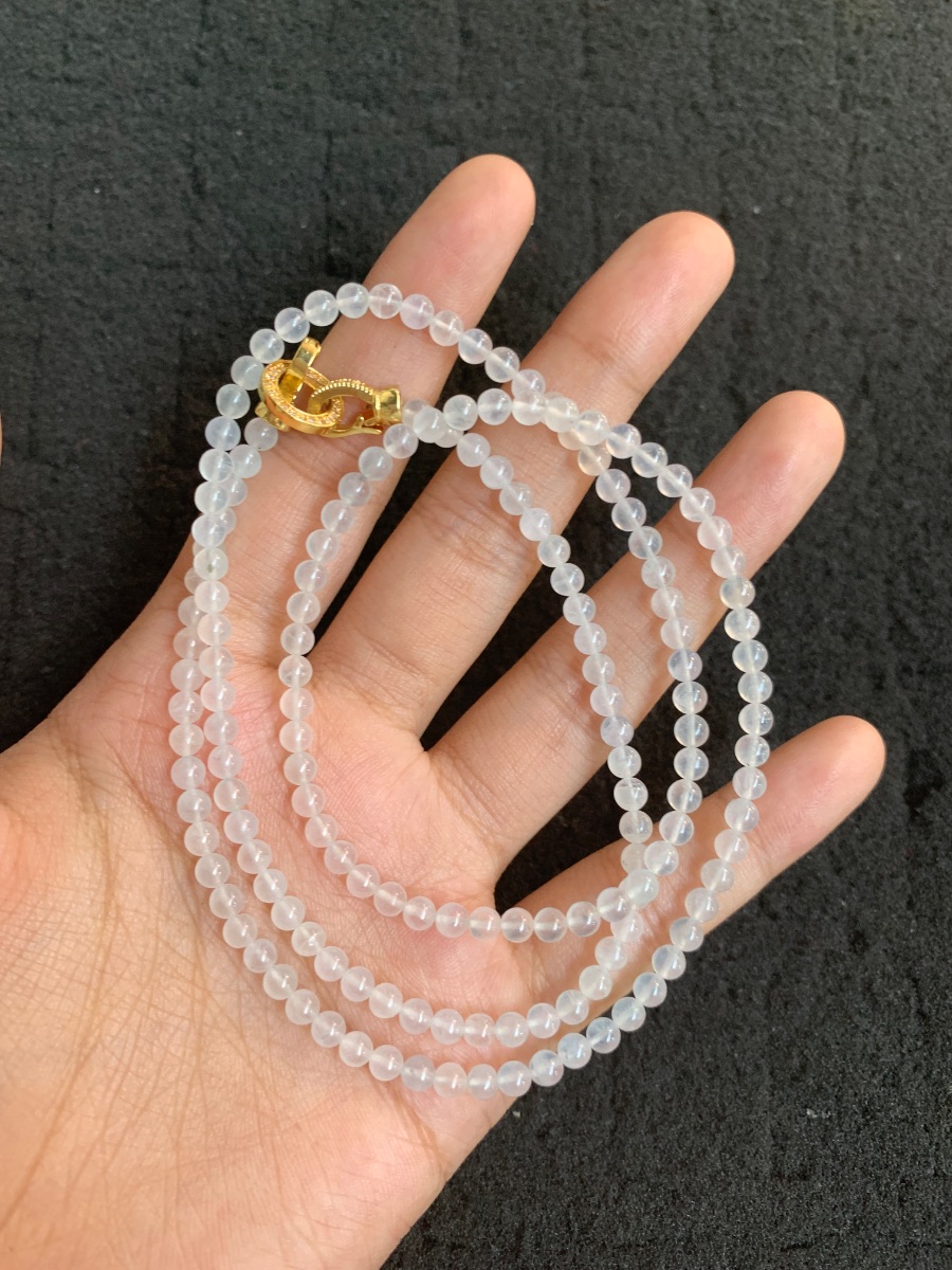 Delicate Translucent White Beaded Multi-Strand Necklace
