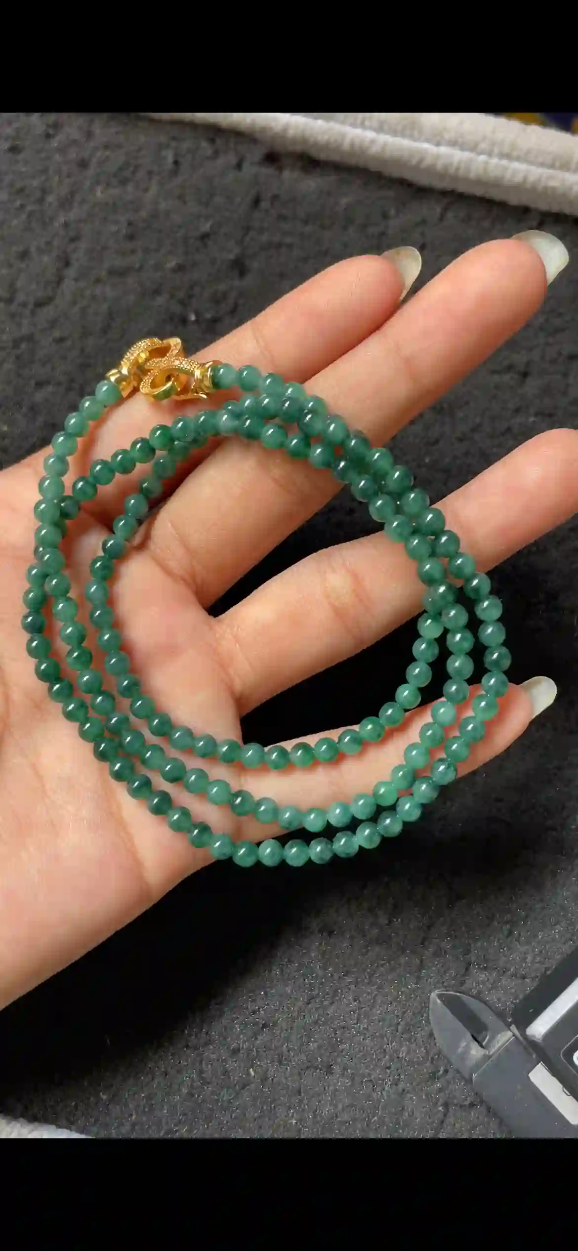 Natural Icy Full Green Jadeite Mini Bead Multi-Wrap Necklace | Myanmar Jadeite reference #7440001