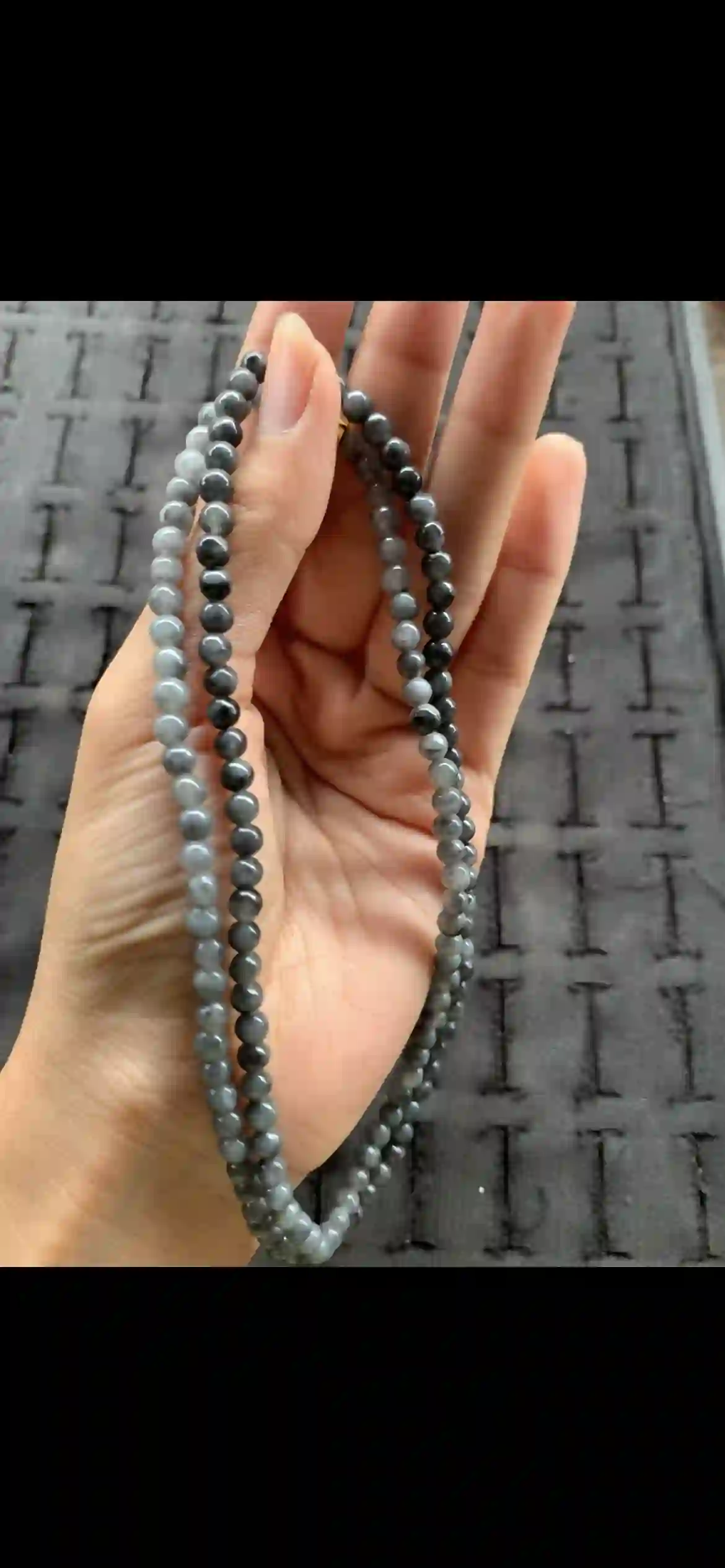 Wujin Black & White Jadeite Multi-Strand Beaded Necklace, view 2 | Myanmar Jadeite reference #24330001