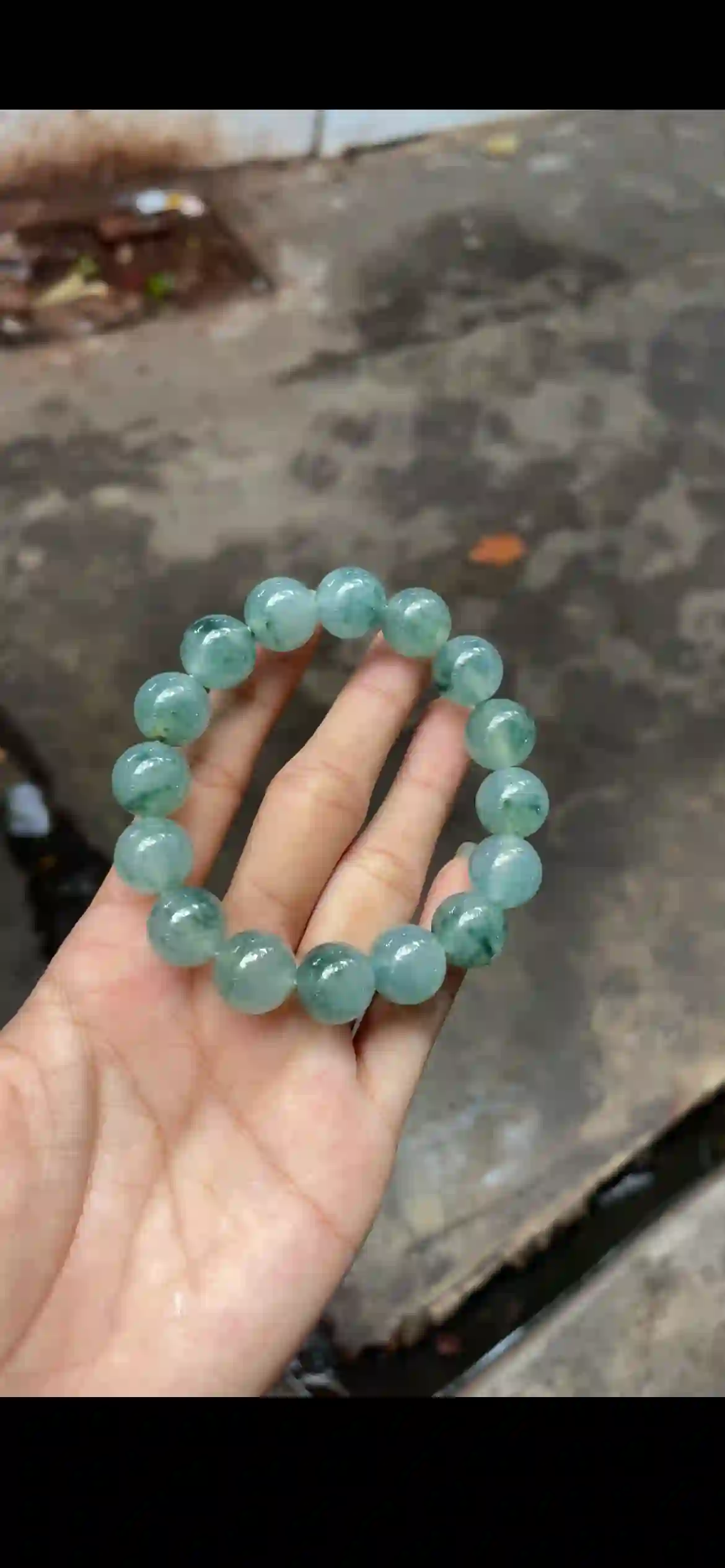 Large Bead Icy Pale Blue Jadeite Bracelet, view 2 | Myanmar Jadeite reference #15360001