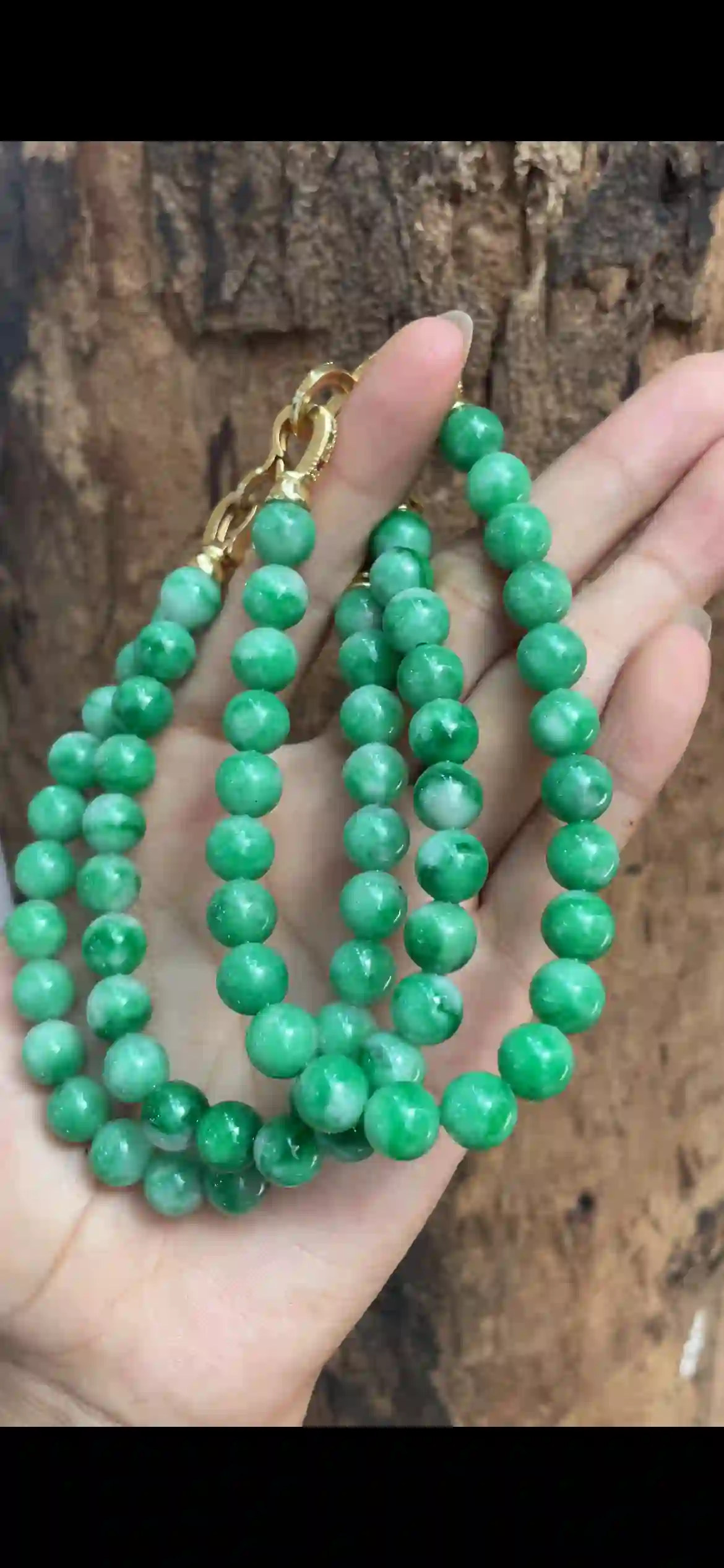  Vibrant Apple‑Green Jadeite Multi‑Loop Bead Strand | Myanmar Jadeite reference #10110001