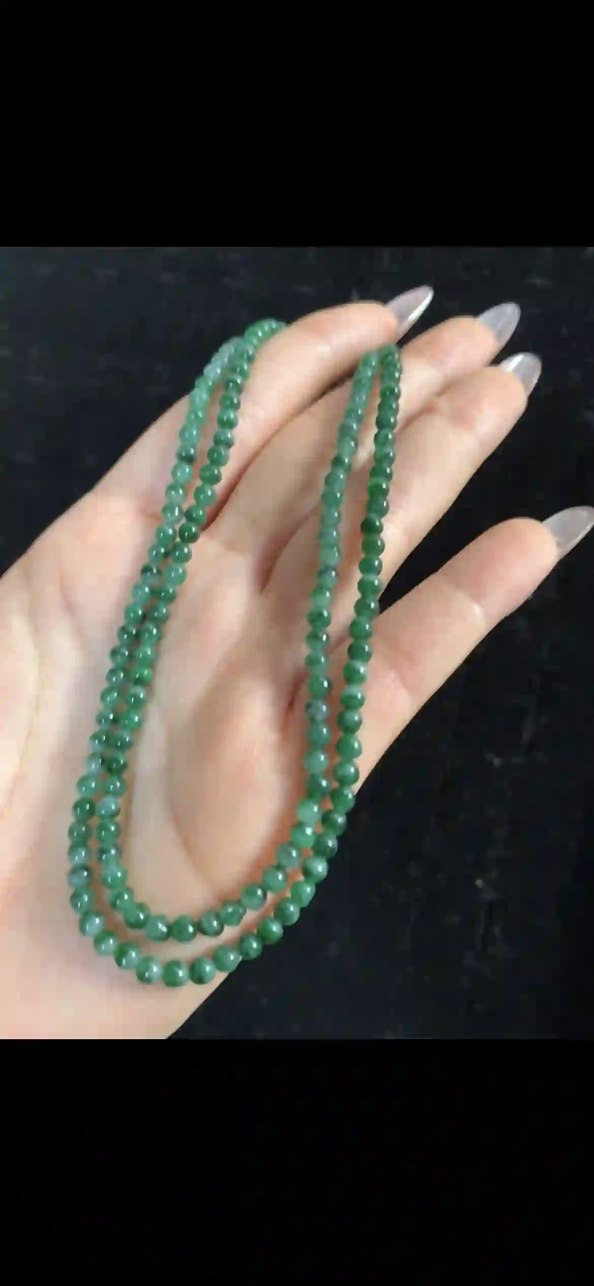 Gradient Imperial Green Jade Long Beaded Necklace | Myanmar Jadeite reference #32520001