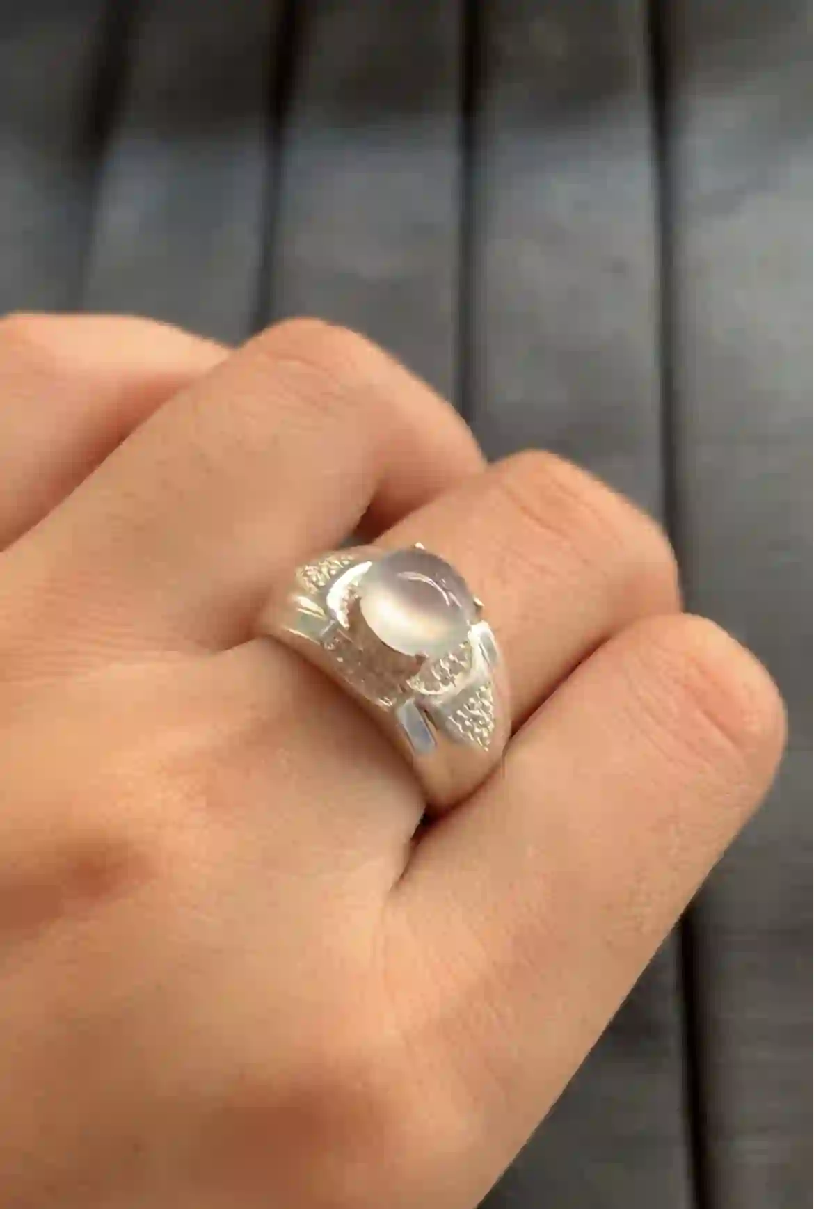   Icy Transparent Jade Men's Ring, view 2 | Myanmar Jadeite reference #2010010
