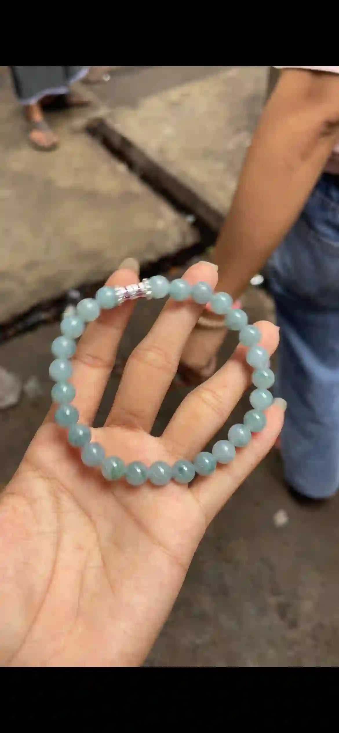  Icy Floating Blue-Green Jadeite Beaded Bracelet, view 2 | Myanmar Jadeite reference #8520001