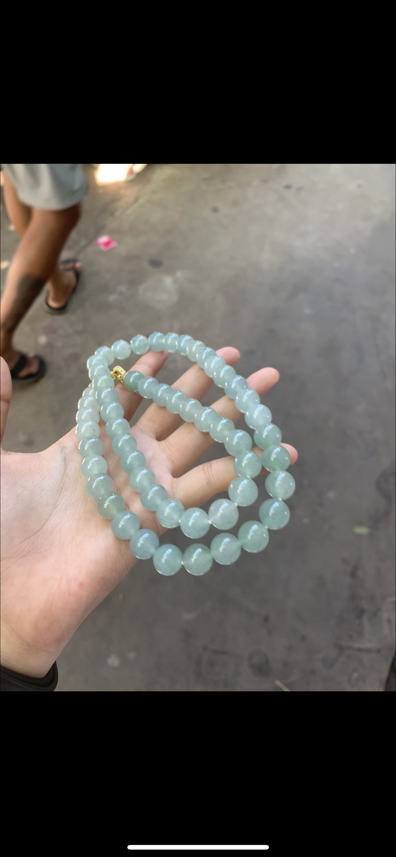 Natural Ice Light Green Jadeite Bead Necklace - Burmese Jadeite from Myanmar