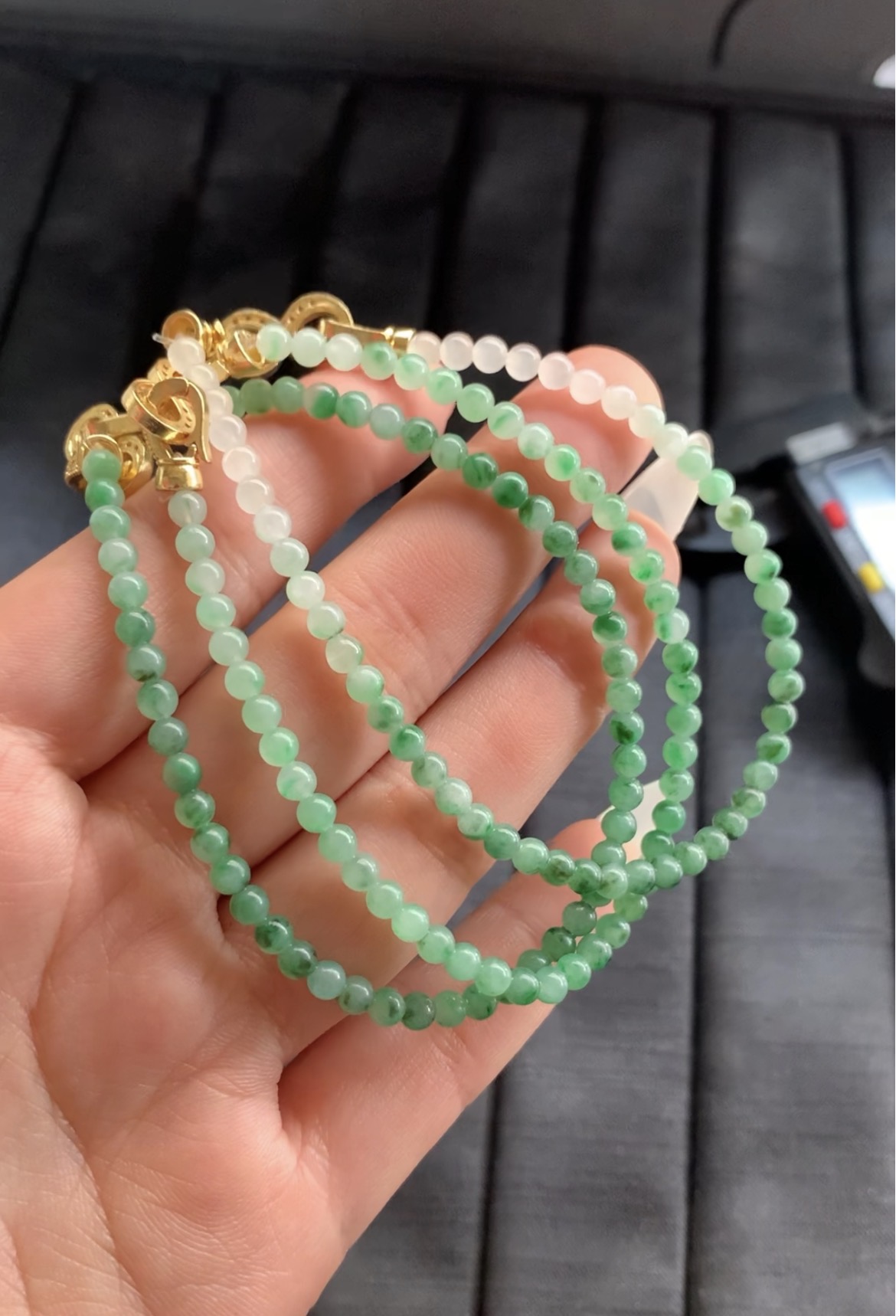   Gradient Green Jade Bead Necklace - Burmese Jadeite from Myanmar