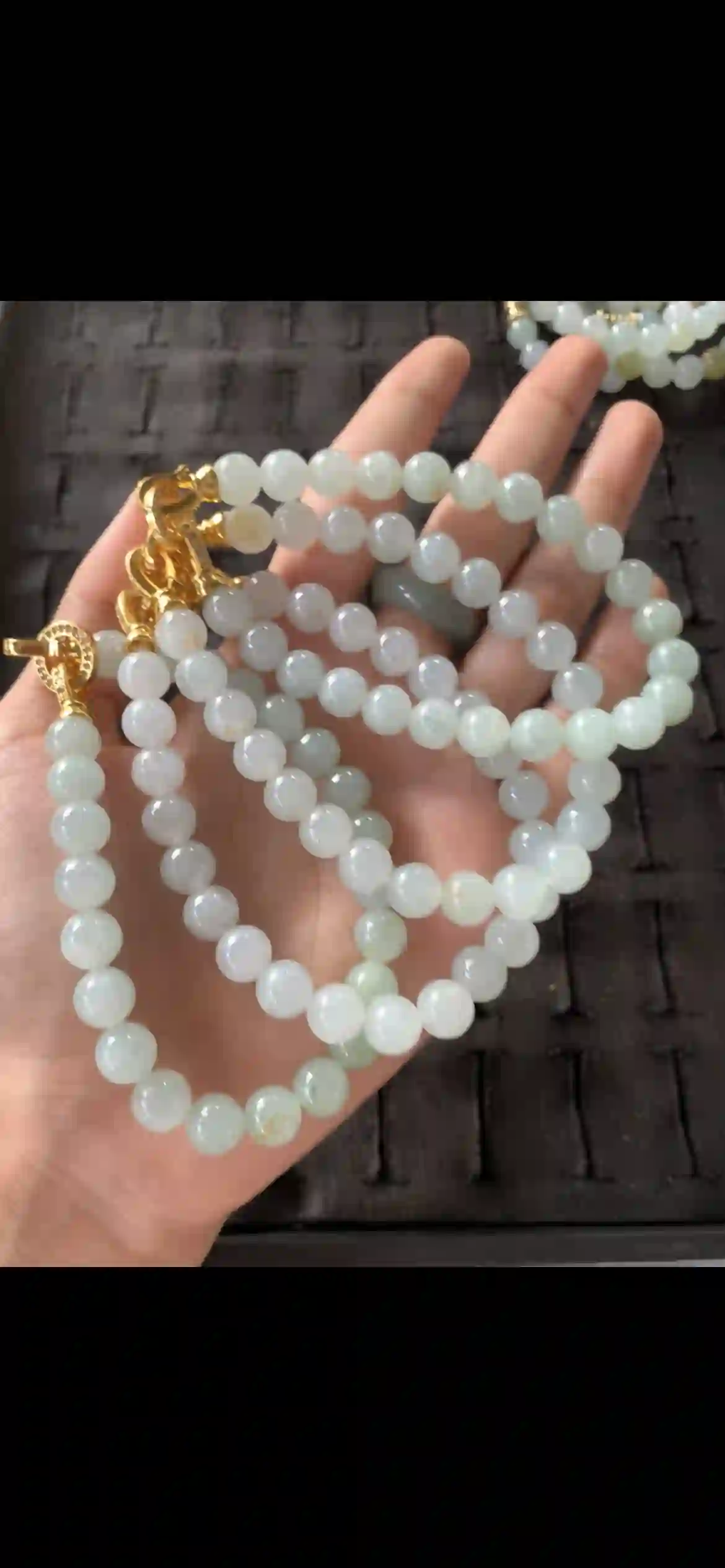 Collection of Pale Icy Green‑White Jadeite Bead Strands, view 2 | Myanmar Jadeite reference #26880001
