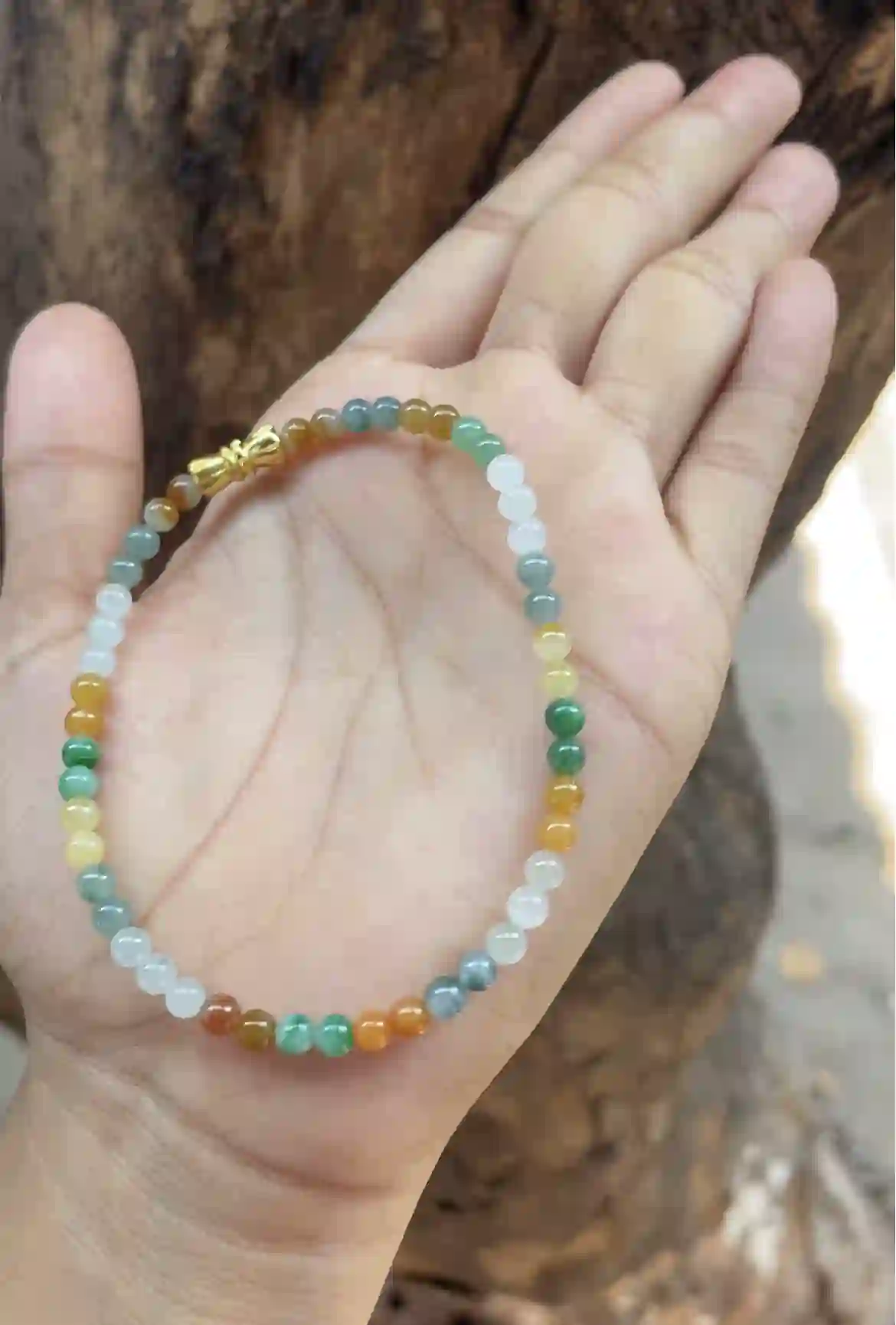 Multicolor Natural Jade Beaded Bracelet, view 2 | Myanmar Jadeite reference #2280007