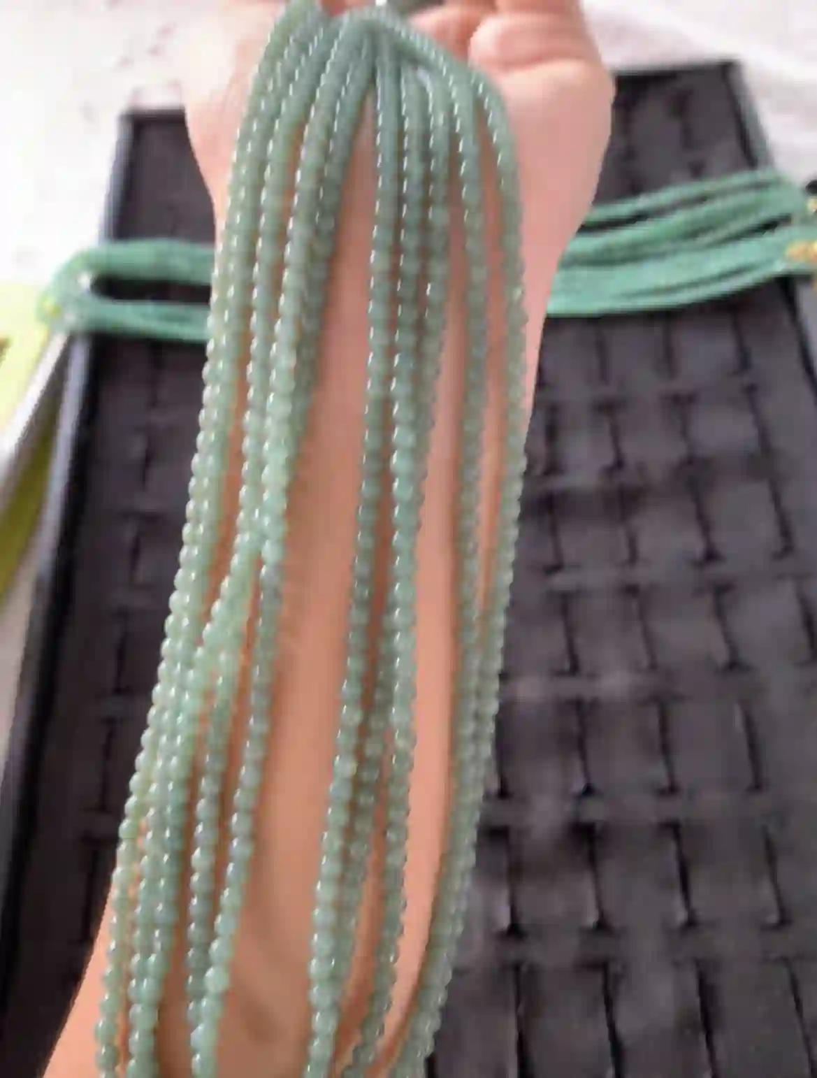 Dainty Teal Green Jade Bead Necklaces — Bulk Strands, view 2 | Myanmar Jadeite reference #27780001