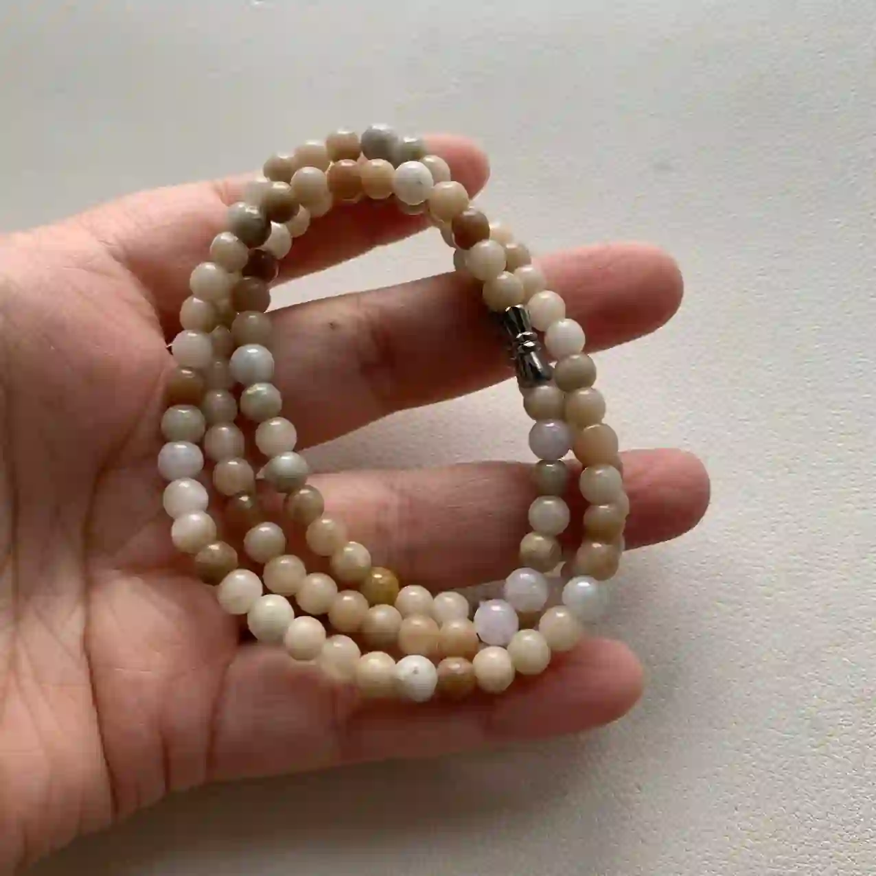 Multitone Jade Bead Bracelet, view 2 | Myanmar Jadeite reference #2100007