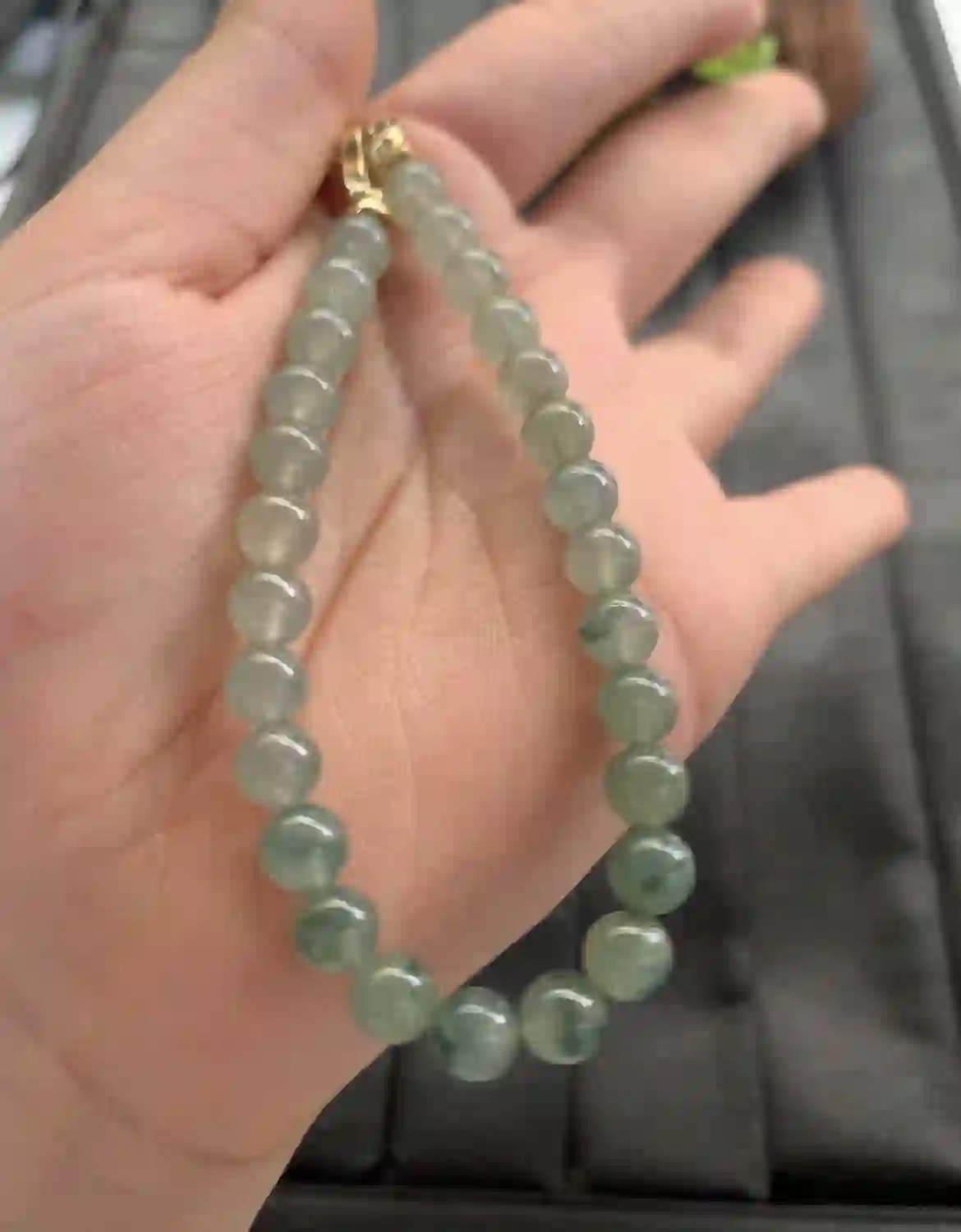 Natural Icy Green Jadeite Beaded Bracelet | Myanmar Jadeite reference #2430005