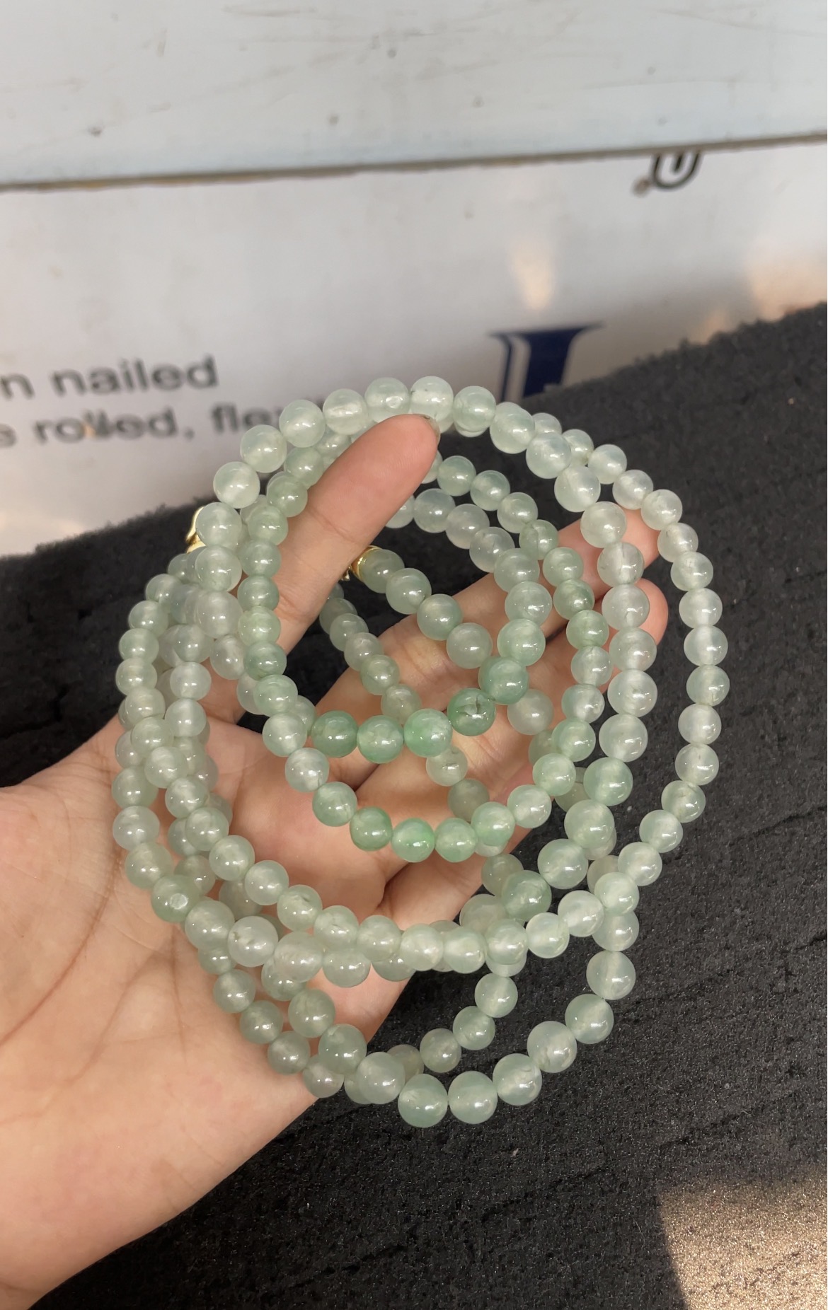 Natural Icy Green Jade Beaded Necklace - Burmese Jadeite from Myanmar