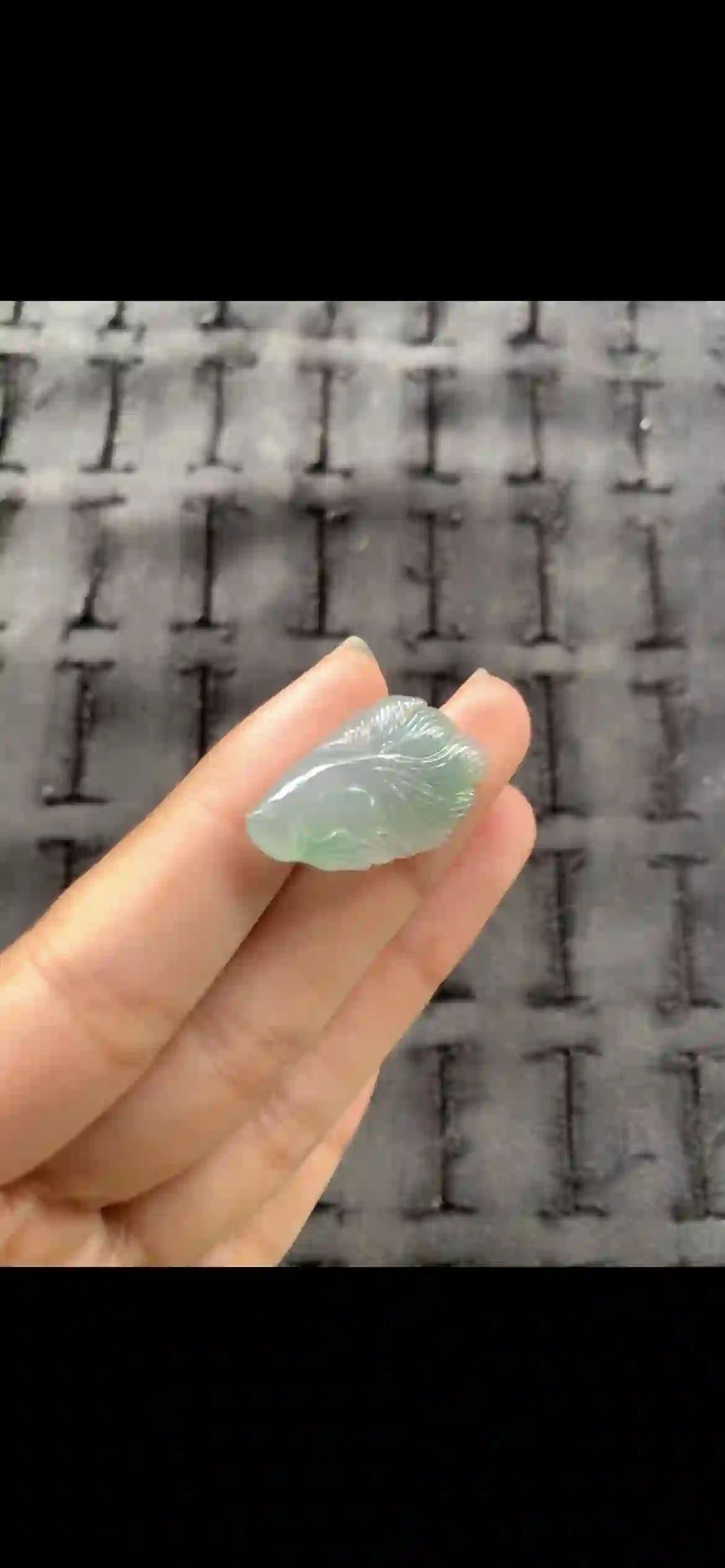 Icy Pale Green Jadeite Carved Fish Pendant, view 2 | Myanmar Jadeite reference #24180001