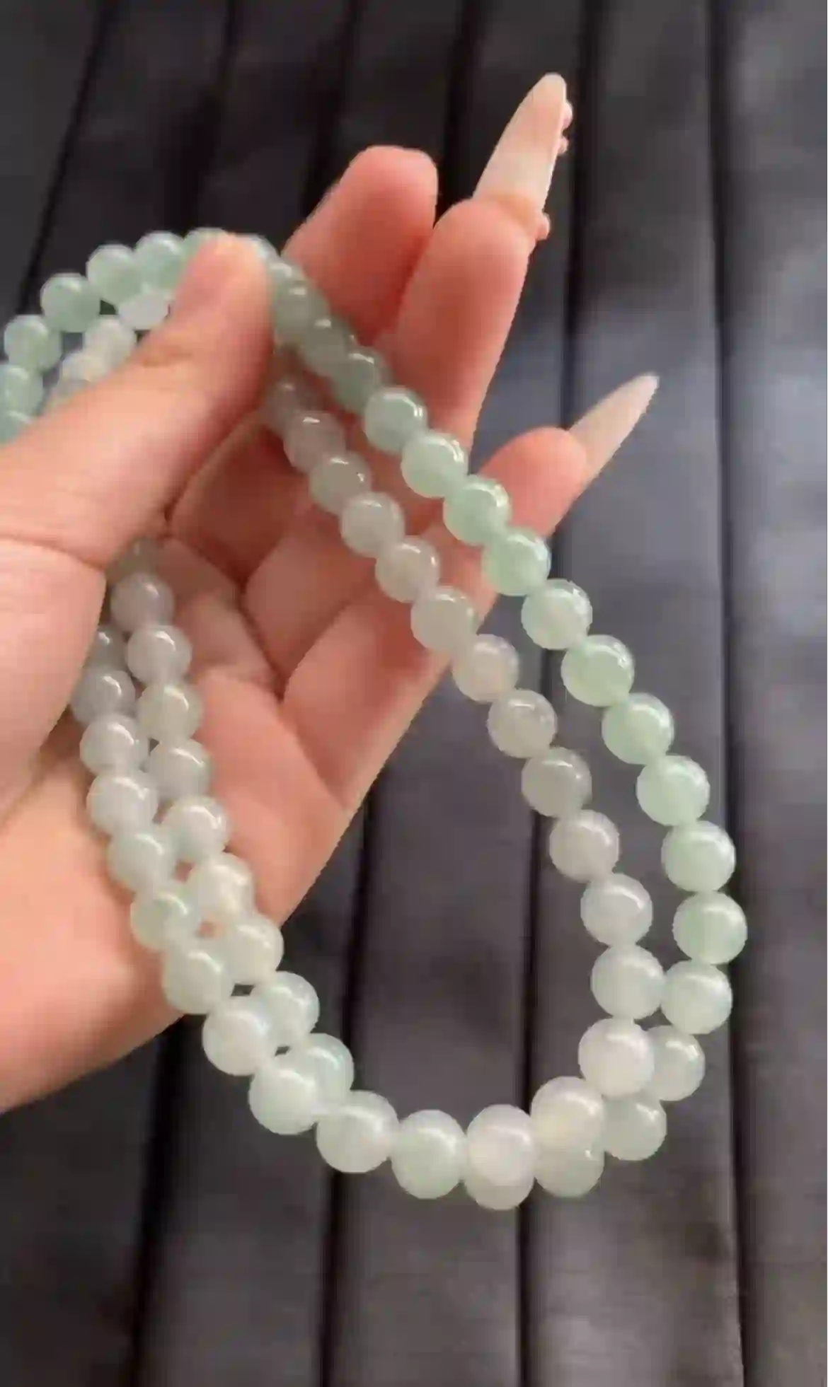   Natural Light Green Jade Bead Necklace | Myanmar Jadeite reference #2010006