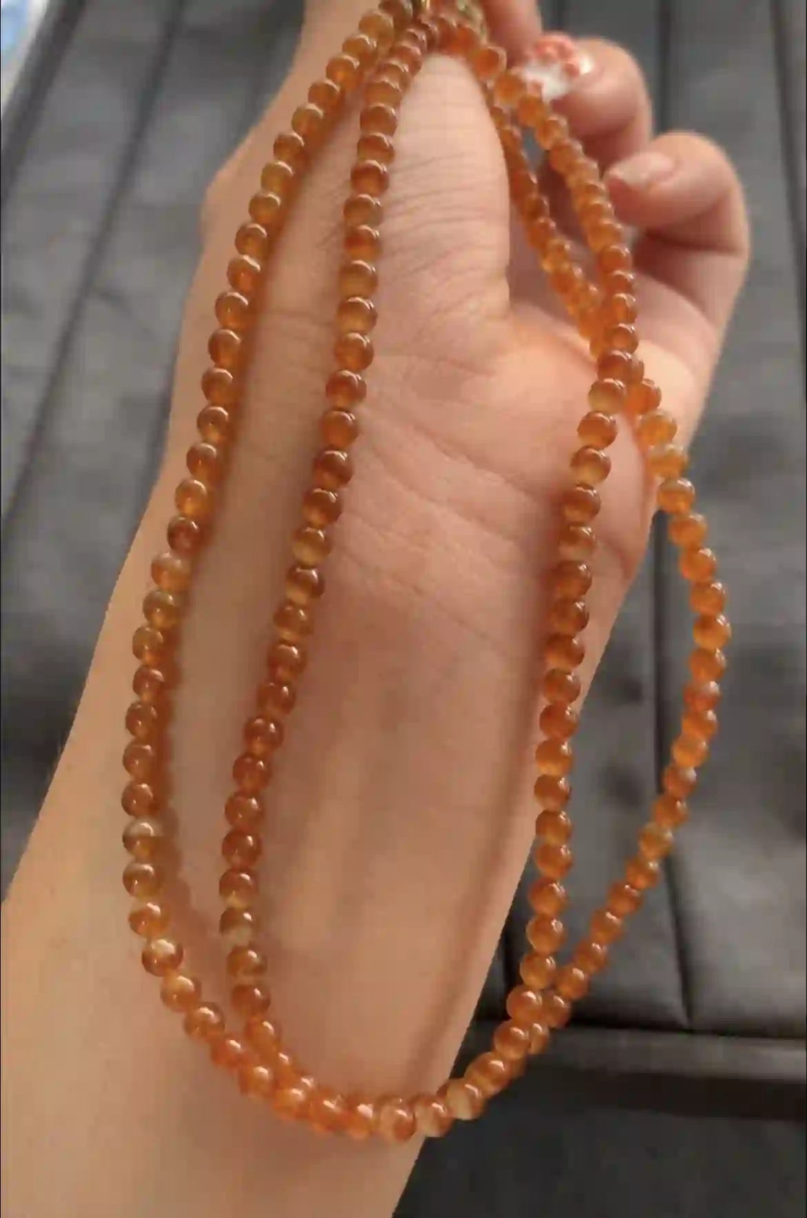 Natural Red Jadeite Bead Necklace, view 2 | Myanmar Jadeite reference #2190009