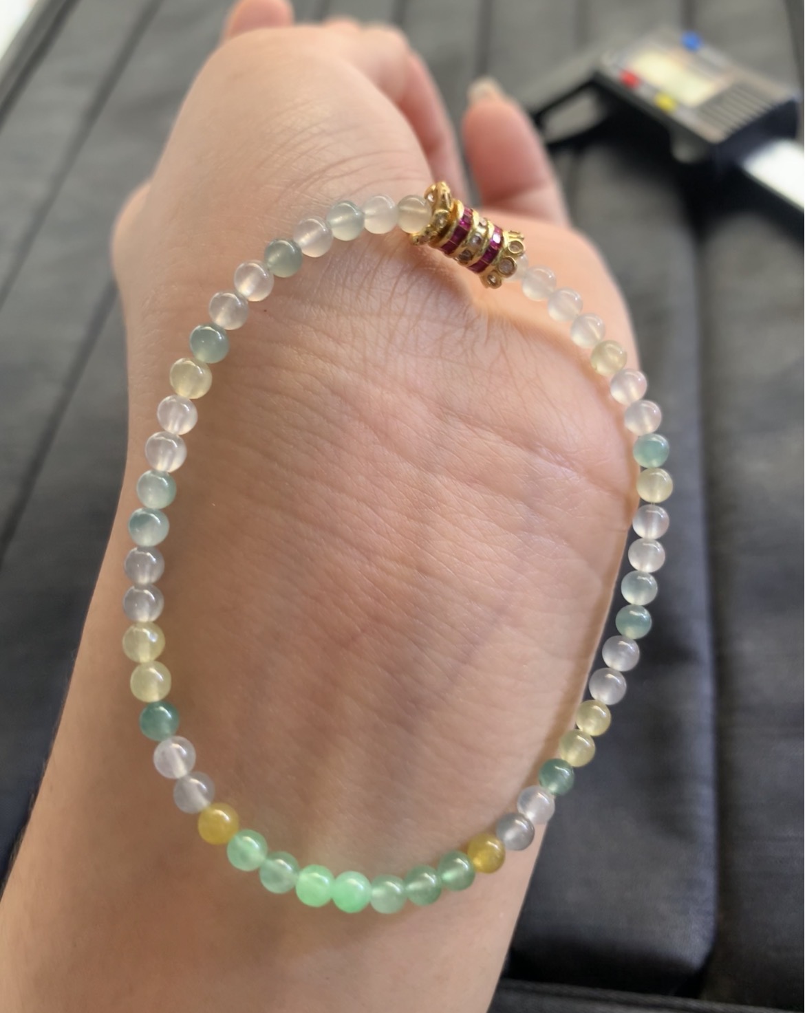 Multicolor Natural Jade Beaded Bracelet - Burmese Jadeite from Myanmar