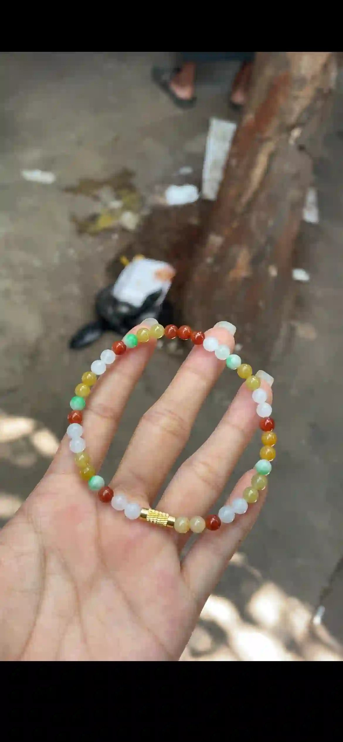 Vibrant Multicolor Jadeite Bead Bracelet, view 2 | Myanmar Jadeite reference #16140001