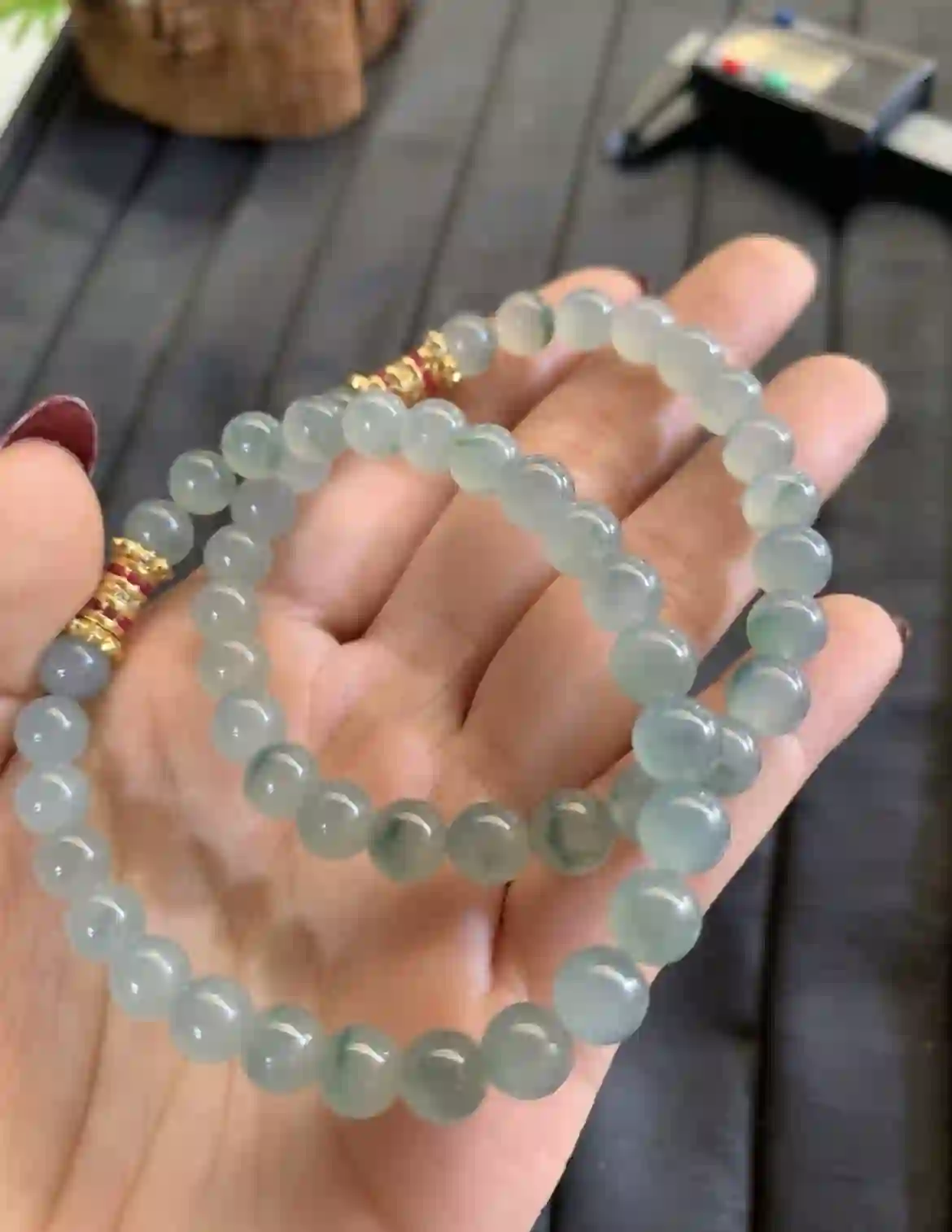Icy Green Jade with Floating Flowers Bracelet | Myanmar Jadeite reference #2700002