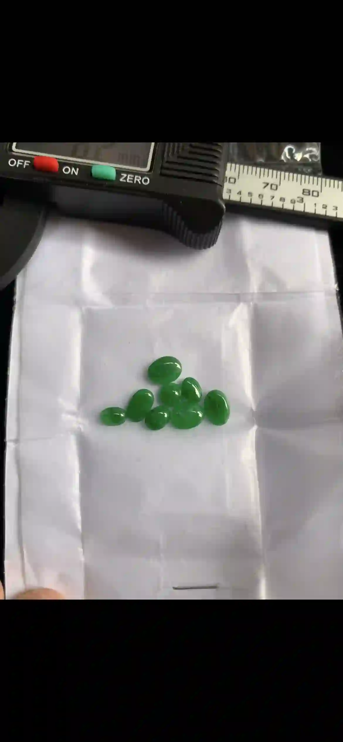 Set of Fine Vivid Green Jade Oval Cabochons — Measured 6.2mm & Assorted Sizes | Myanmar Jadeite reference #34170001