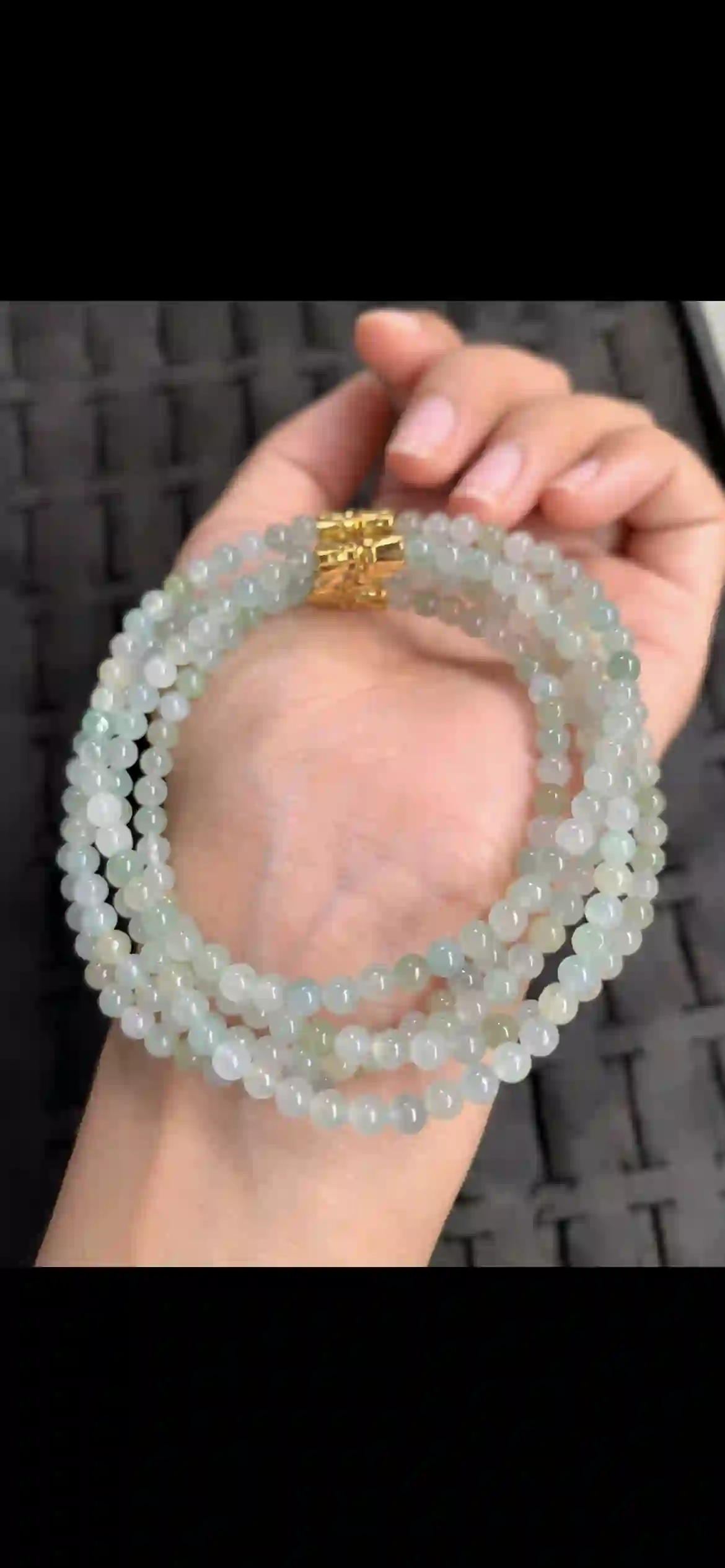 Icy Gradient Green Jadeite Multi‑Wrap Bead Necklace, view 2 | Myanmar Jadeite reference #11760001