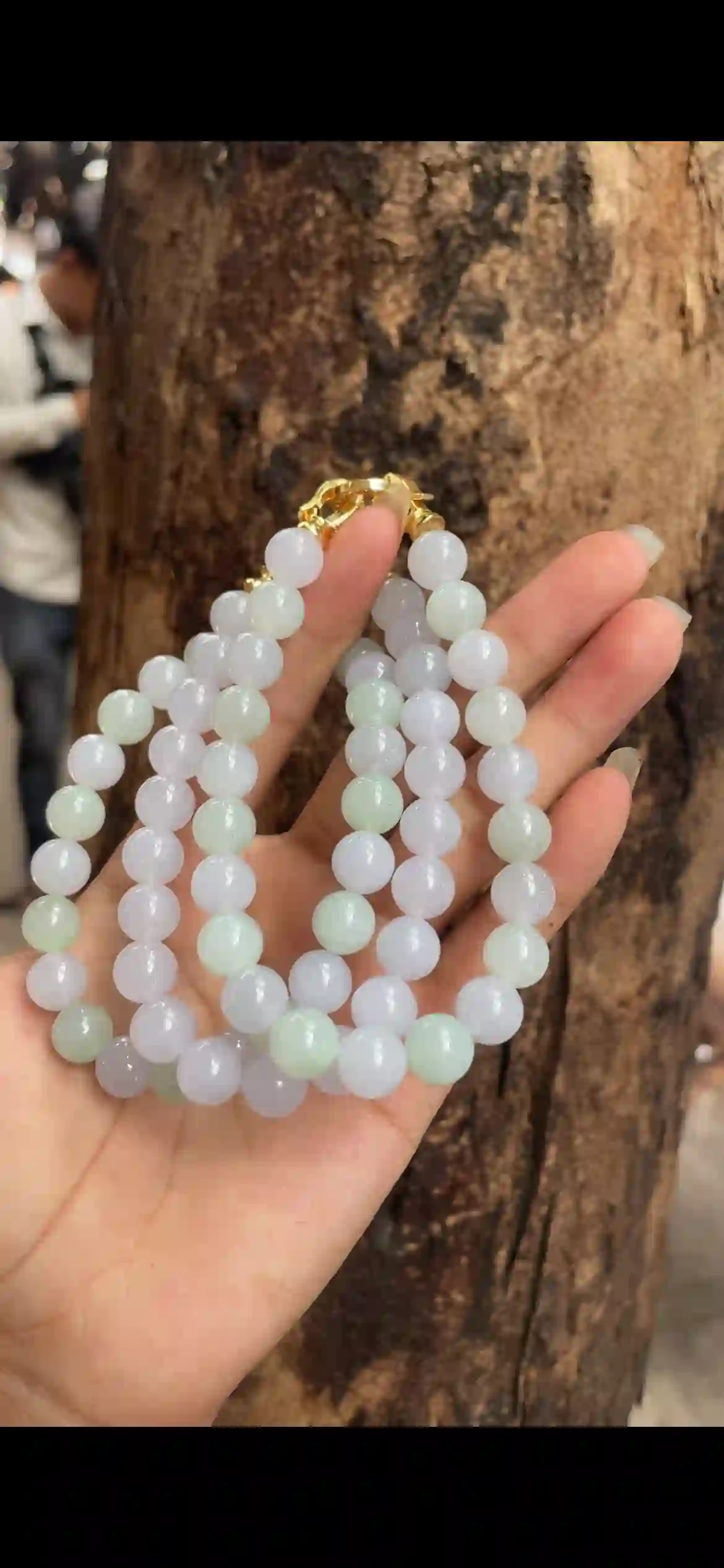  Icy Lavender & Light Green Jadeite Bead Necklace | Myanmar Jadeite reference #8280001