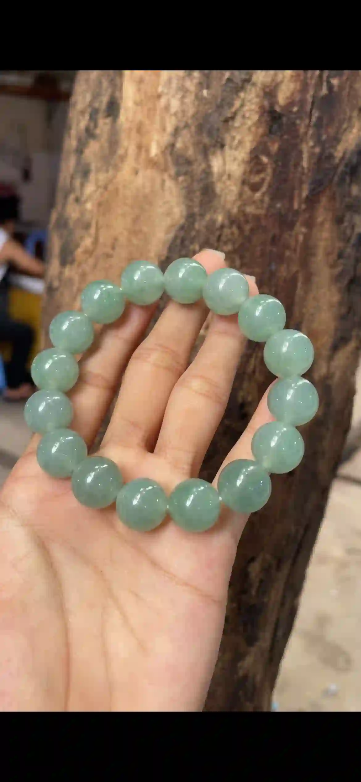  Icy Uniform Pale Celadon Jadeite Large‑Bead Bracelet | Myanmar Jadeite reference #9750001