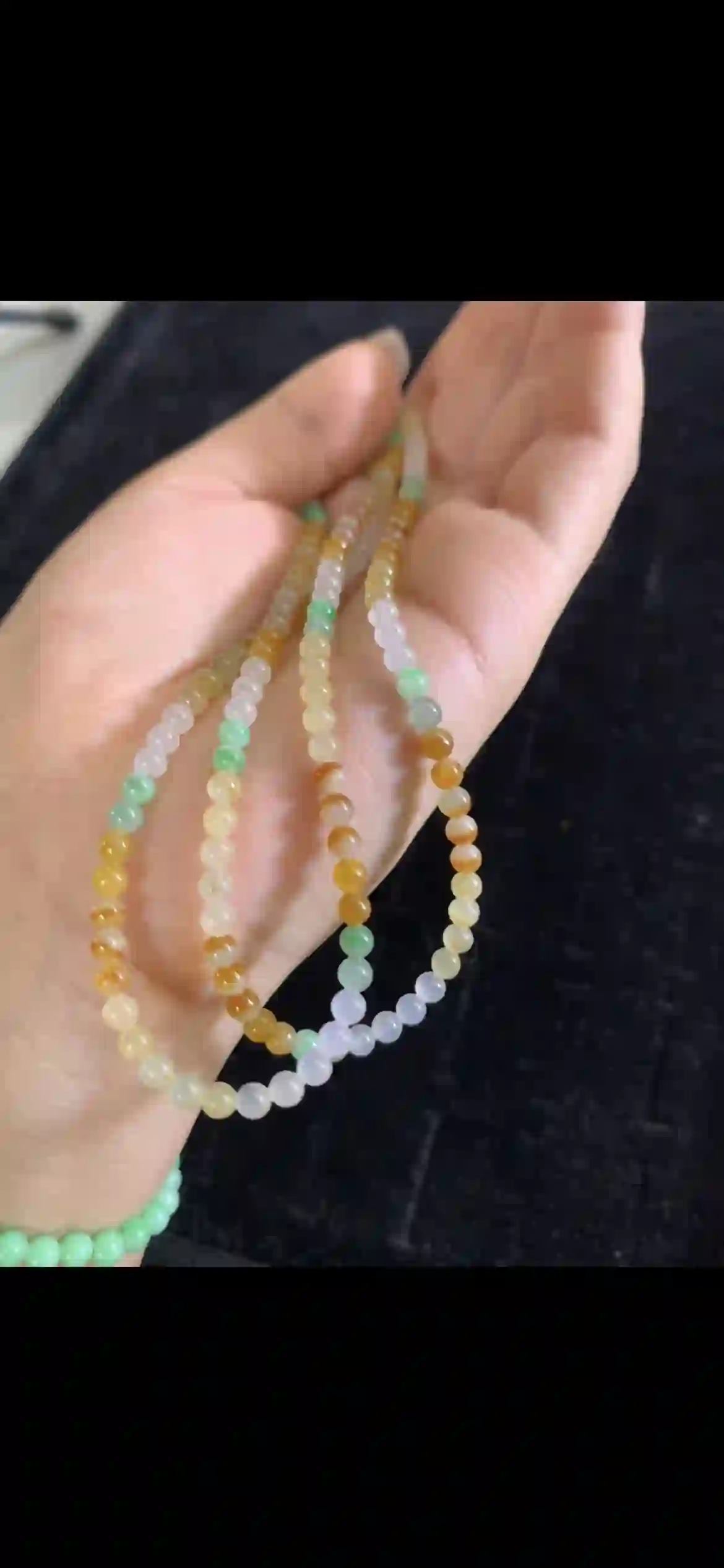 Icy Tri-Color Gradient Jade Bead Long Necklace | Myanmar Jadeite reference #27840001
