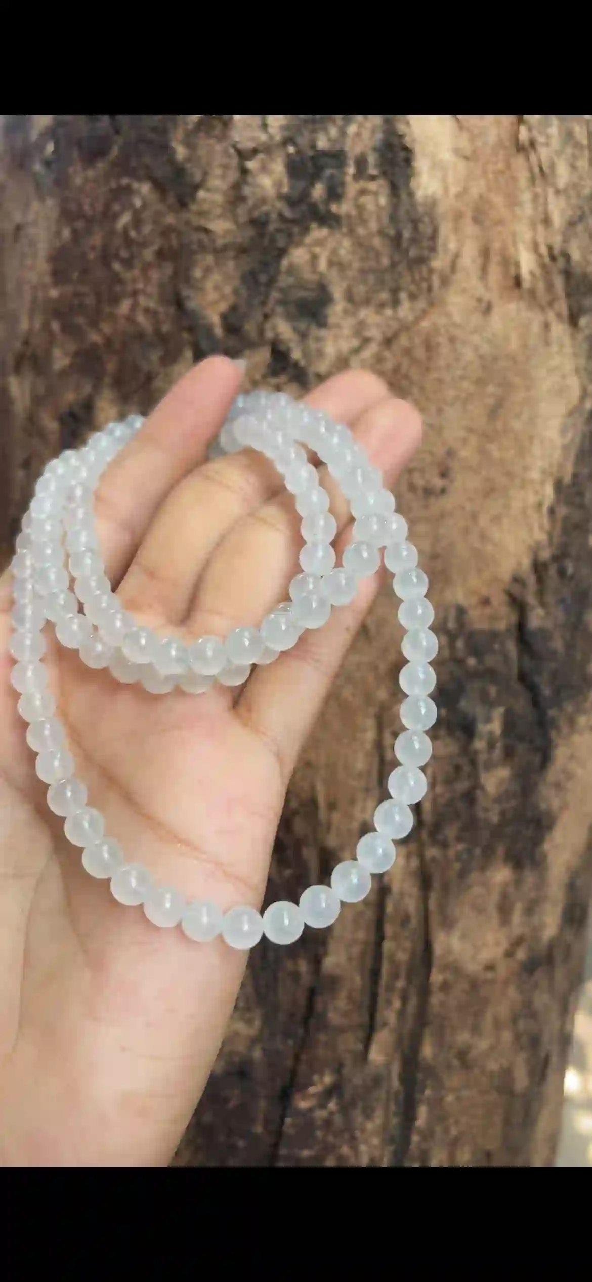  High‑Grade Icy White Jadeite Multi‑Wrap Bead Strand, view 2 | Myanmar Jadeite reference #10080001