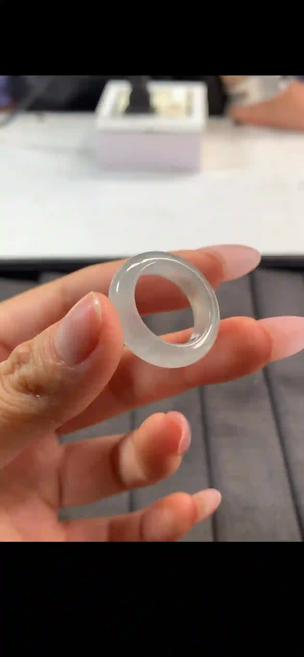 High-Clarity Icy White Jadeite Full Band Ring, view 2 | Myanmar Jadeite reference #10680002