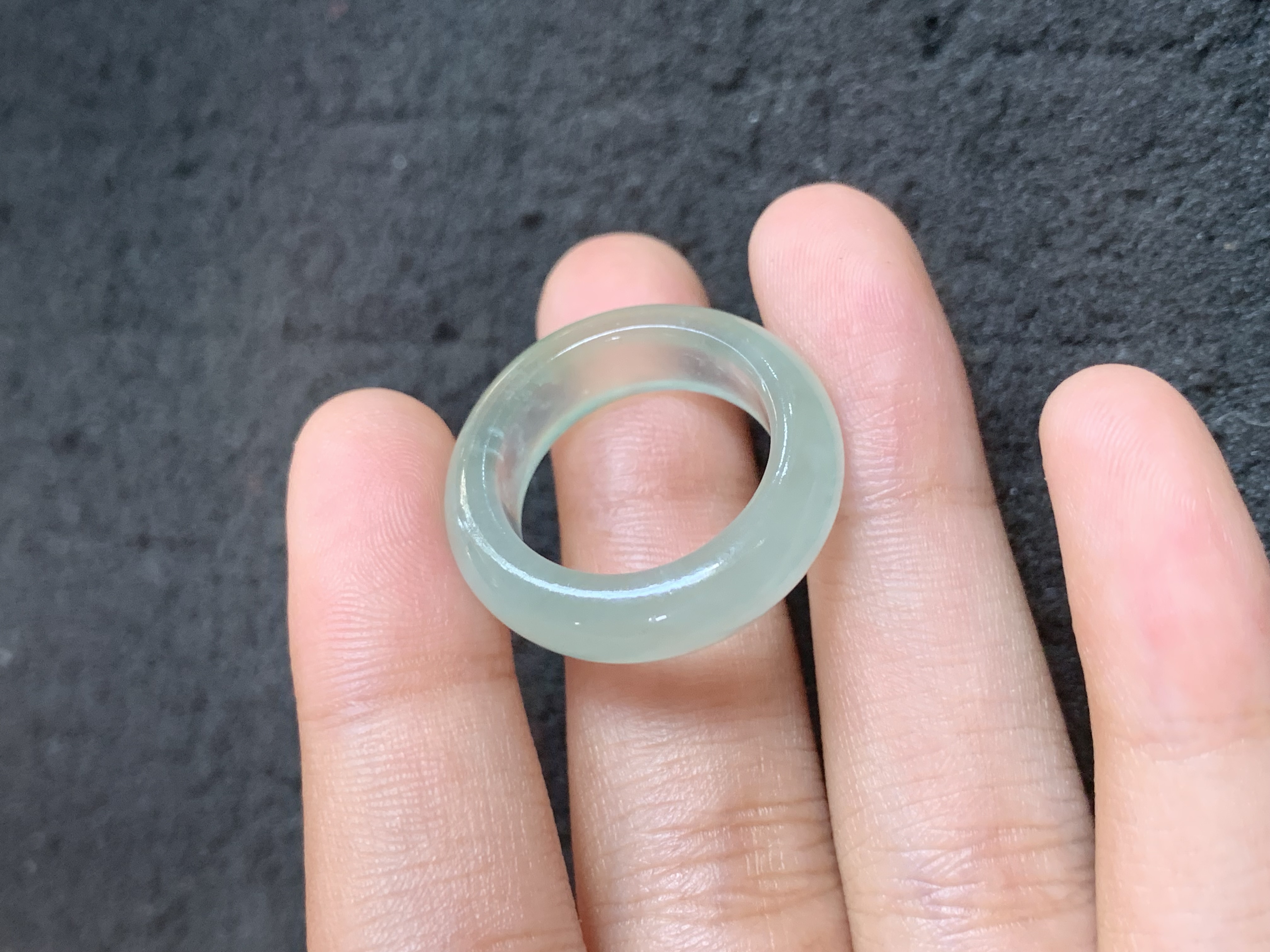 Translucent Light Green Jade Band Ring