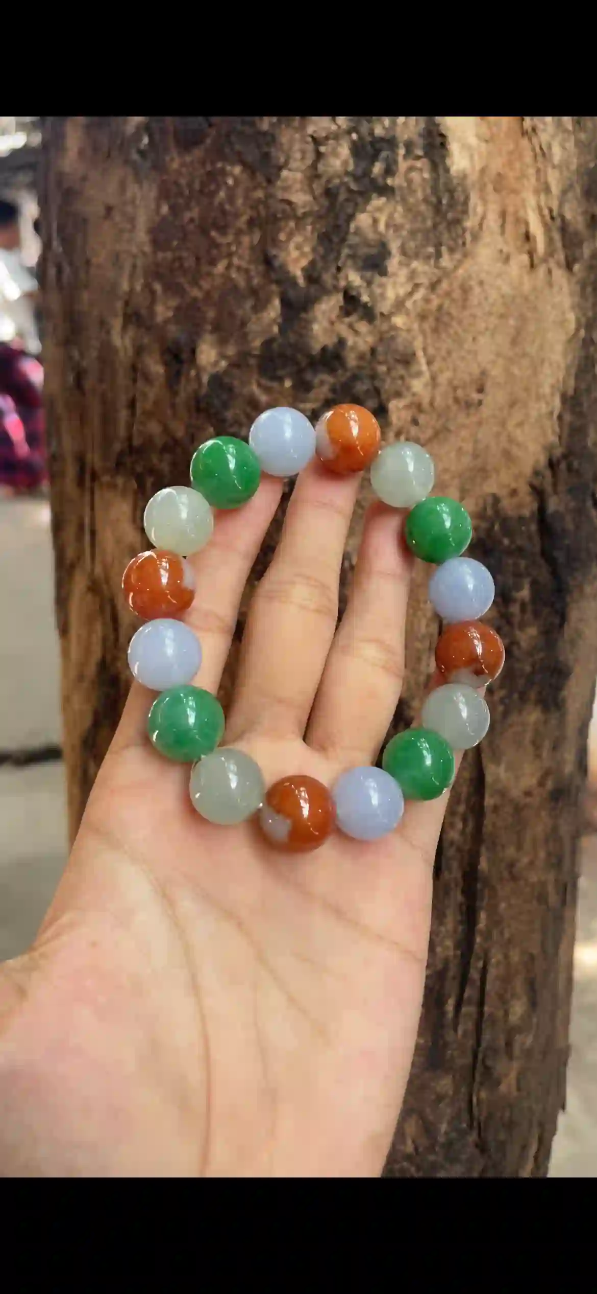 Natural Multi-Color Jadeite Bead Bracelet | Myanmar Jadeite reference #8130001