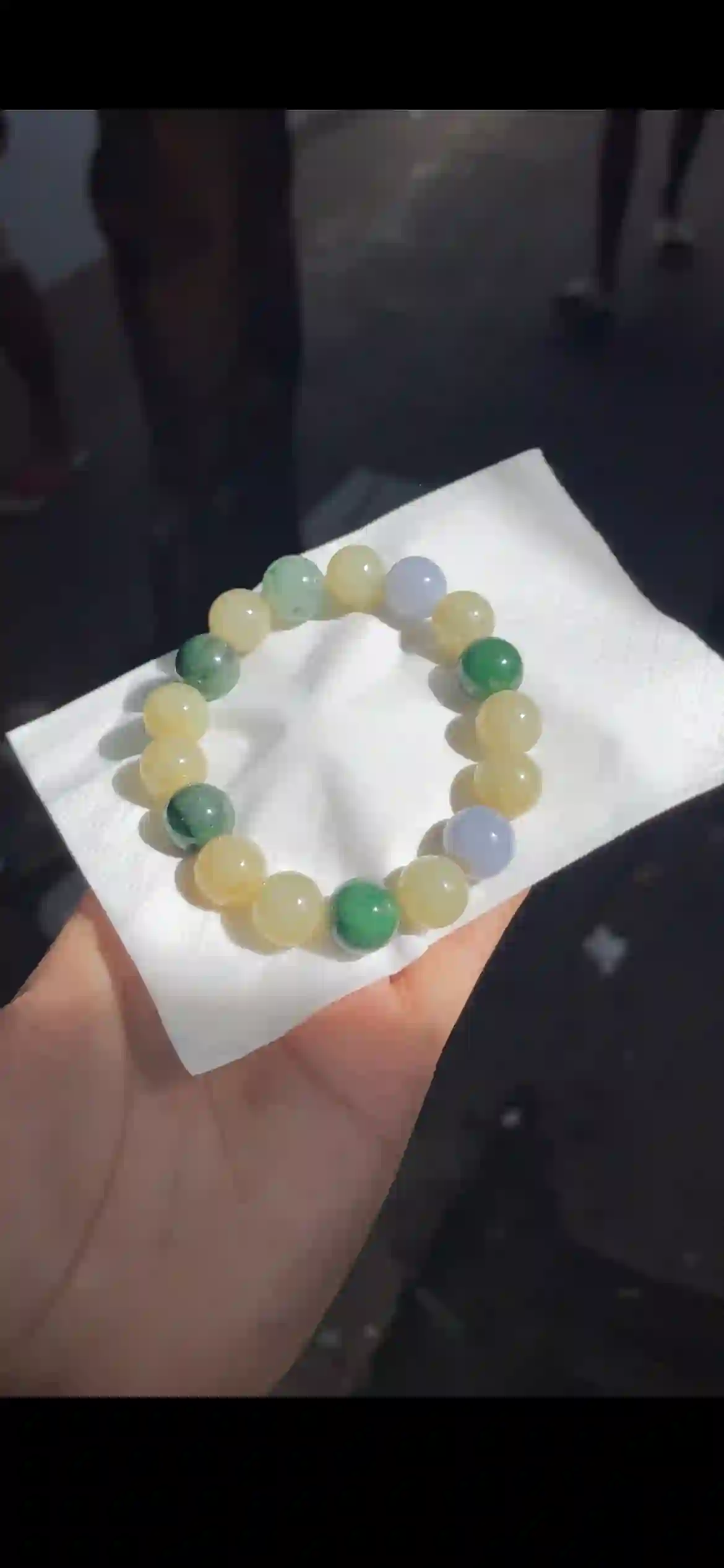 Tri‑Tone Honey‑Yellow, Emerald‑Green & Lavender Jade Bracelet, view 2 | Myanmar Jadeite reference #14310001