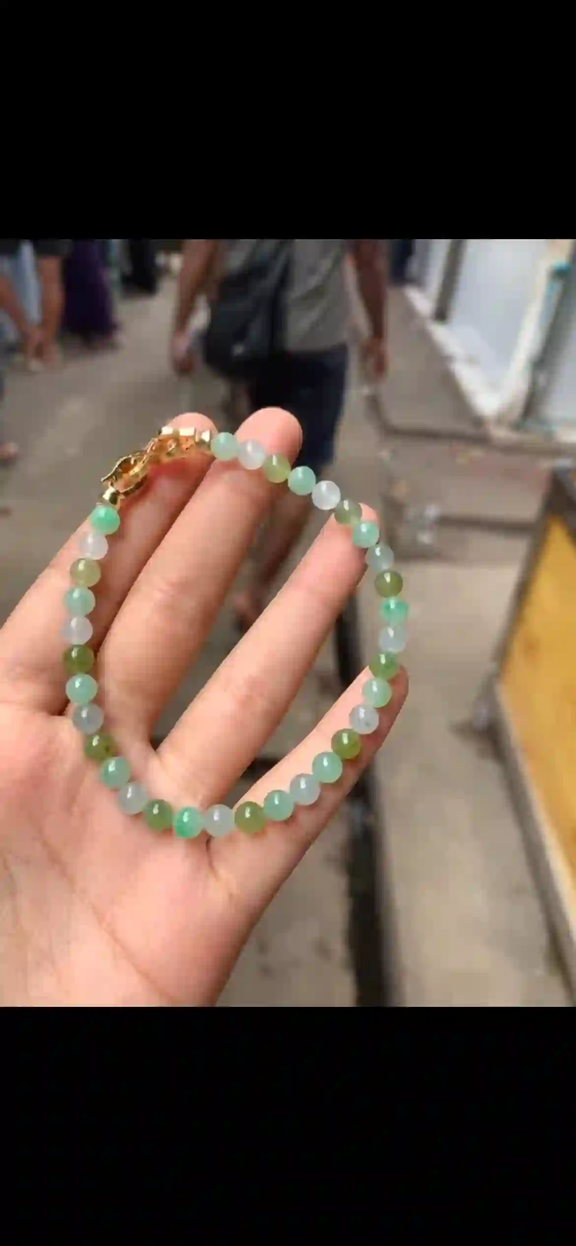 Soft Multi‑Shade Icy Green Jadeite Dainty Braceletchu | Myanmar Jadeite reference #9150001