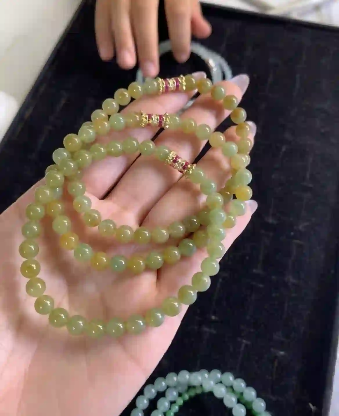Honey Yellow & Soft Green Gradient Beaded Necklace / Multi-Layer Bracelet | Myanmar Jadeite reference #25020001