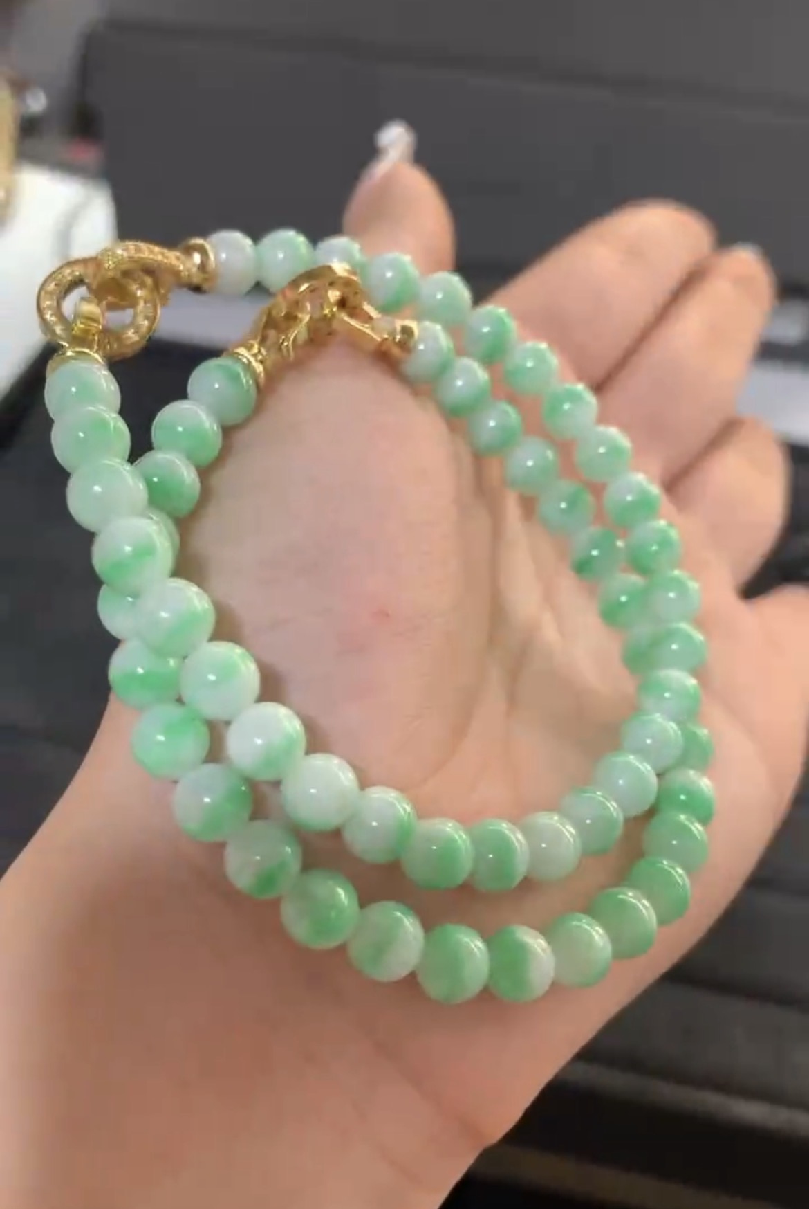   Natural Vivid Green Jade Diamond Halo Ring