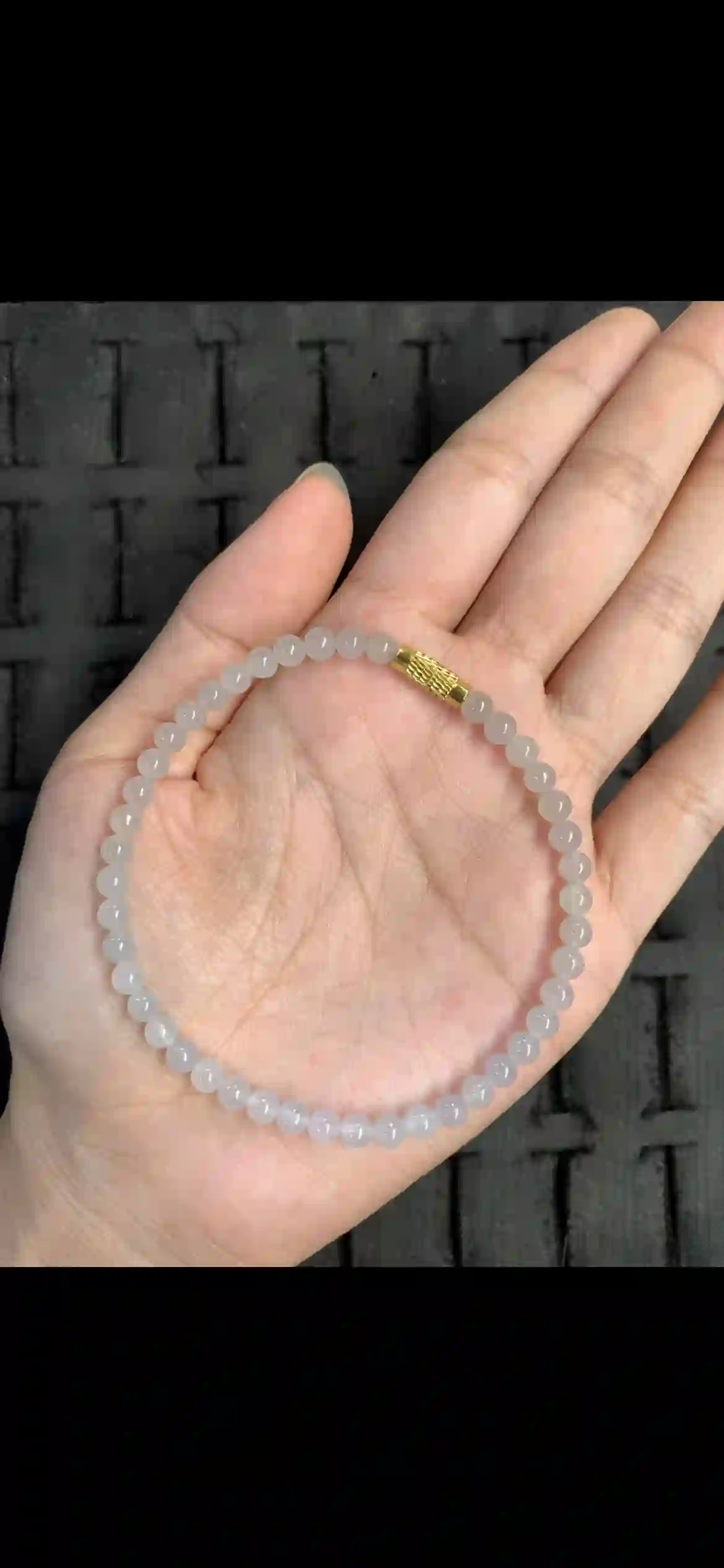 Icy Milky White Jadeite Dainty Single‑Wrap Bracelet | Myanmar Jadeite reference #12990001