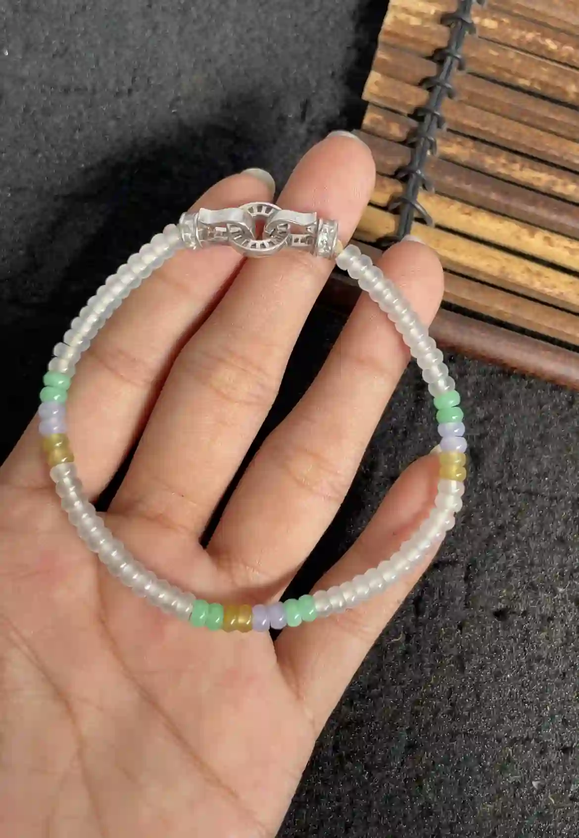 Multicolor Abacus Jade Bead Bracelet | Myanmar Jadeite reference #2700004