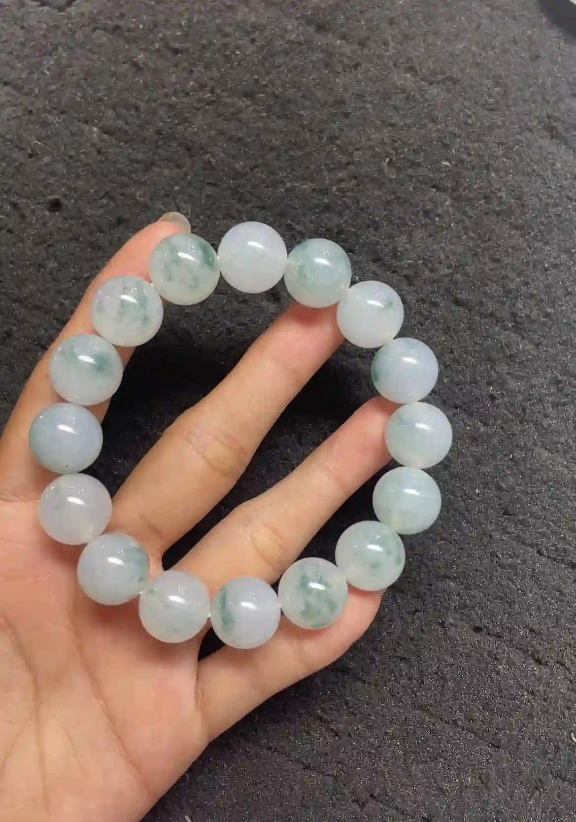 Icy Floating Flower Jadeite Beaded Bracelet | Myanmar Jadeite reference #3000001